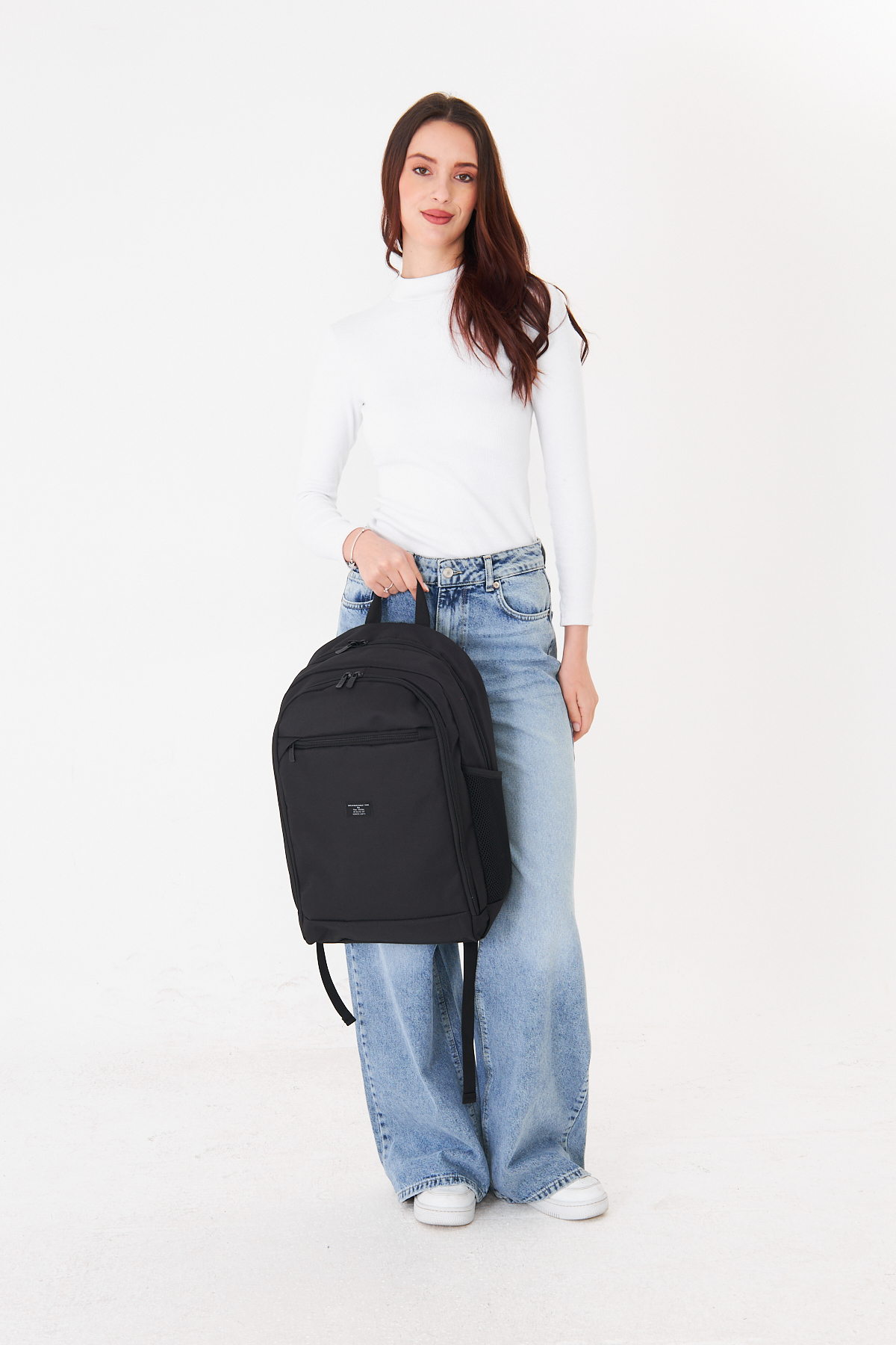 Superbag Su Geçirmez Siyah Sırt Çantası 3 Bölmeli | Günlük Okul Seyahat Laptop Çantası Unisex görsel 7