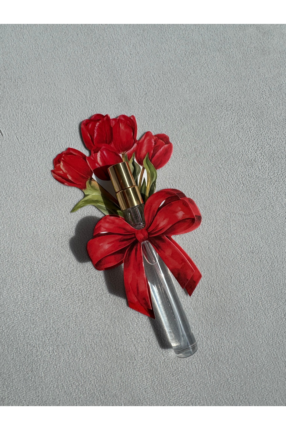 Neşeli Atölyem Kırmızı Renk Laleli Parfüm Anneler Günü Bebek Doğum Söz Nikah Nişan Kına Hediyeliği –10 Adet fotoğrafı 2 (önizleme)