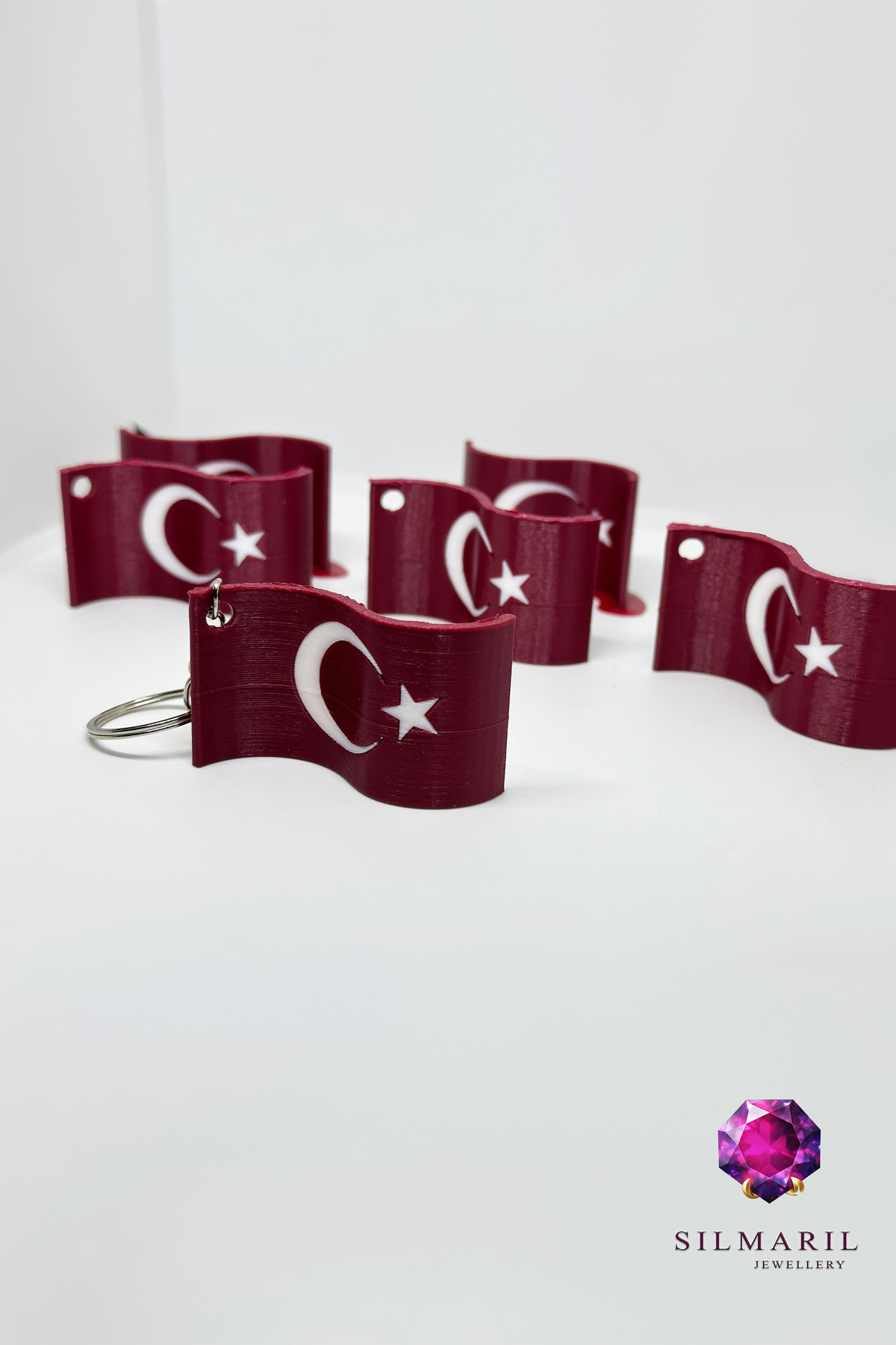 6'lı Türk Bayrağı Ayyıldız Anahtarlık Dalgalı Tasarım Hediyelik Çanta Süsü Bag Charm Türkiye Temalı — Silmaril Store — Anahtarlık (8)