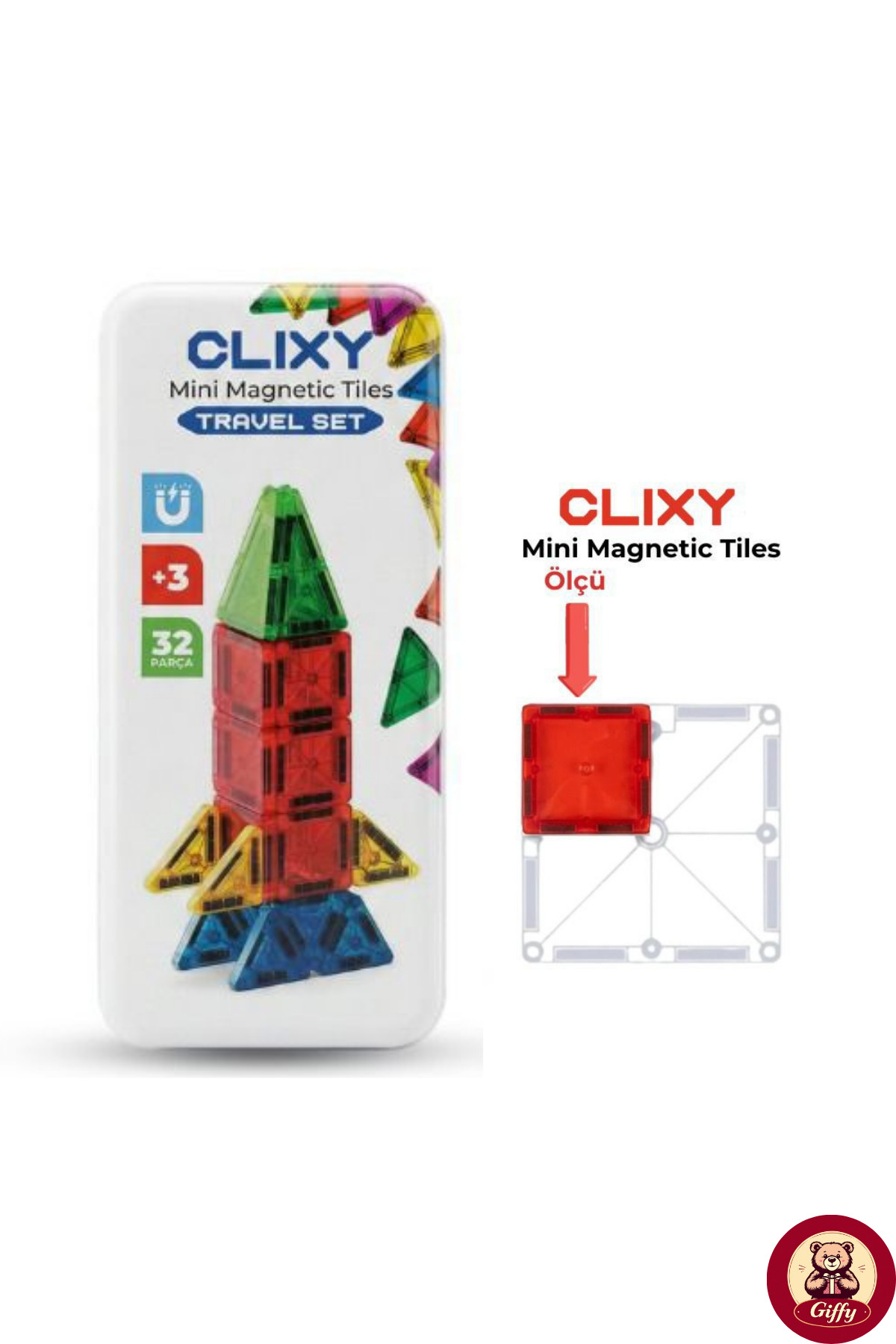 giffy Manyetik Yapı Blokları - 32 Parça Seyahat Tipi Mini Bloklar Metal Saklama Kutulu Çanta Boy Renkli fotoğrafı 5 (önizleme)