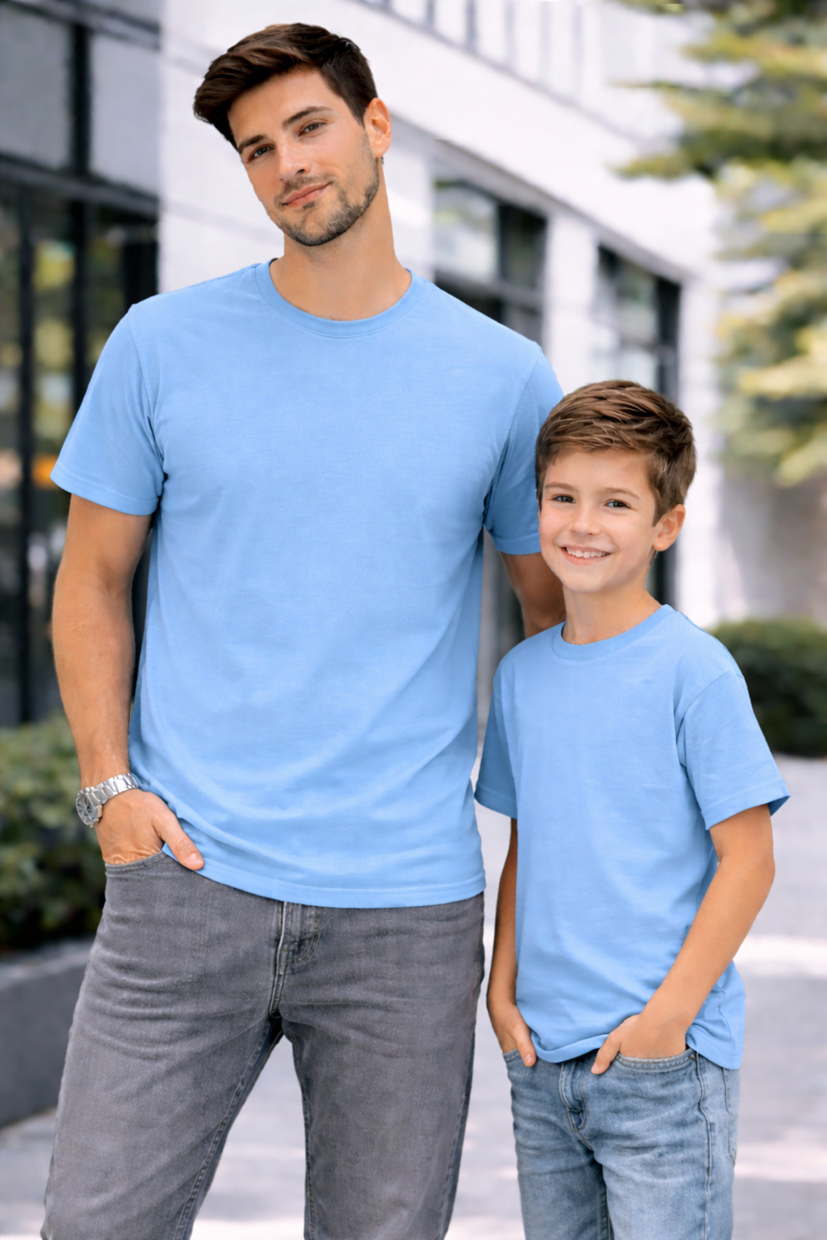 VODEXA Baba Ünisex Çocuk Kombin Oversize Tişört Twin T-Shirt BABA