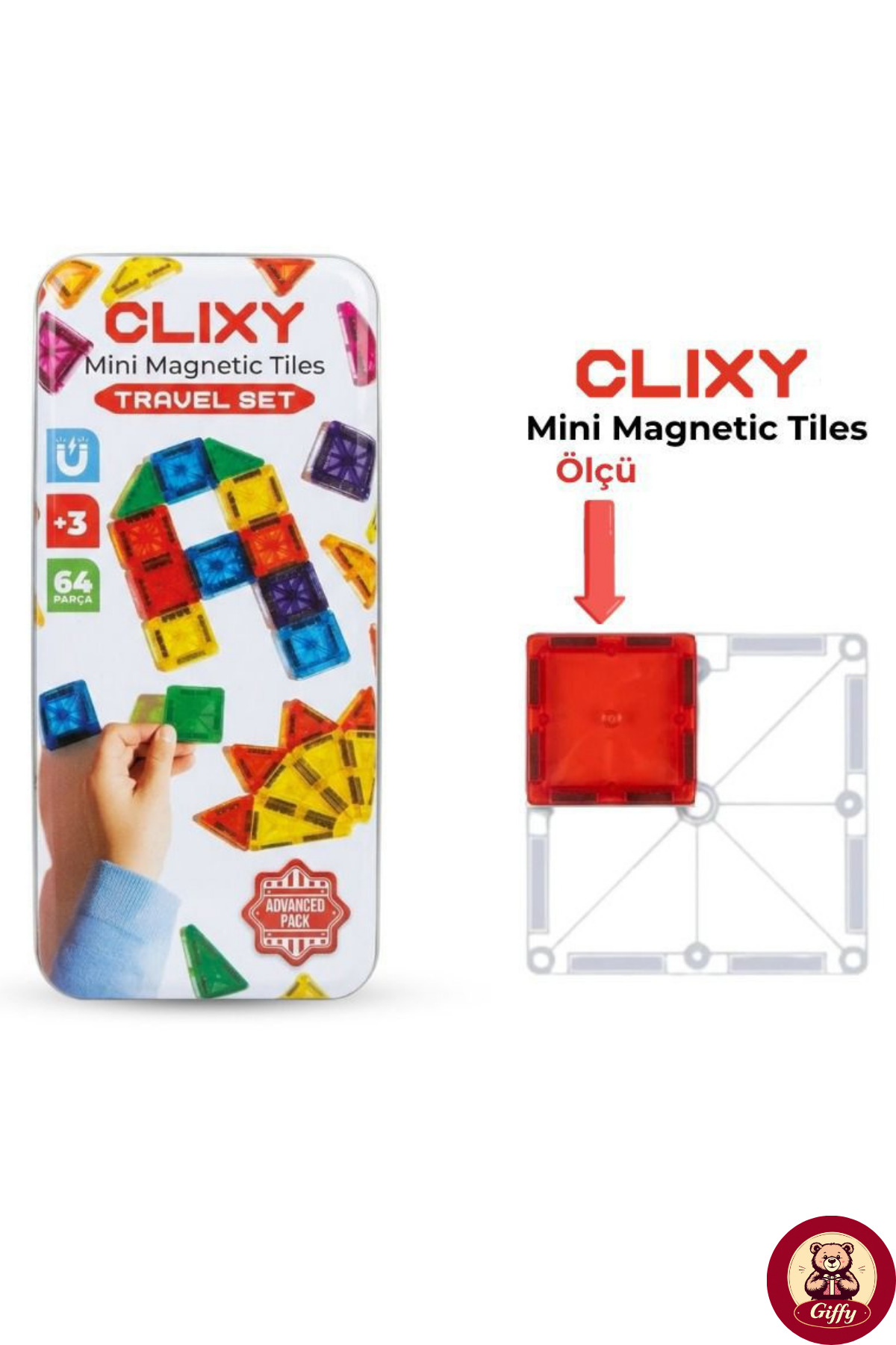 giffy Manyetik Yapı Blokları - 64 Parça Seyahat Tipi Mini Bloklar Metal Saklama Kutulu Çanta Boy Renkli fotoğrafı 4 (önizleme)