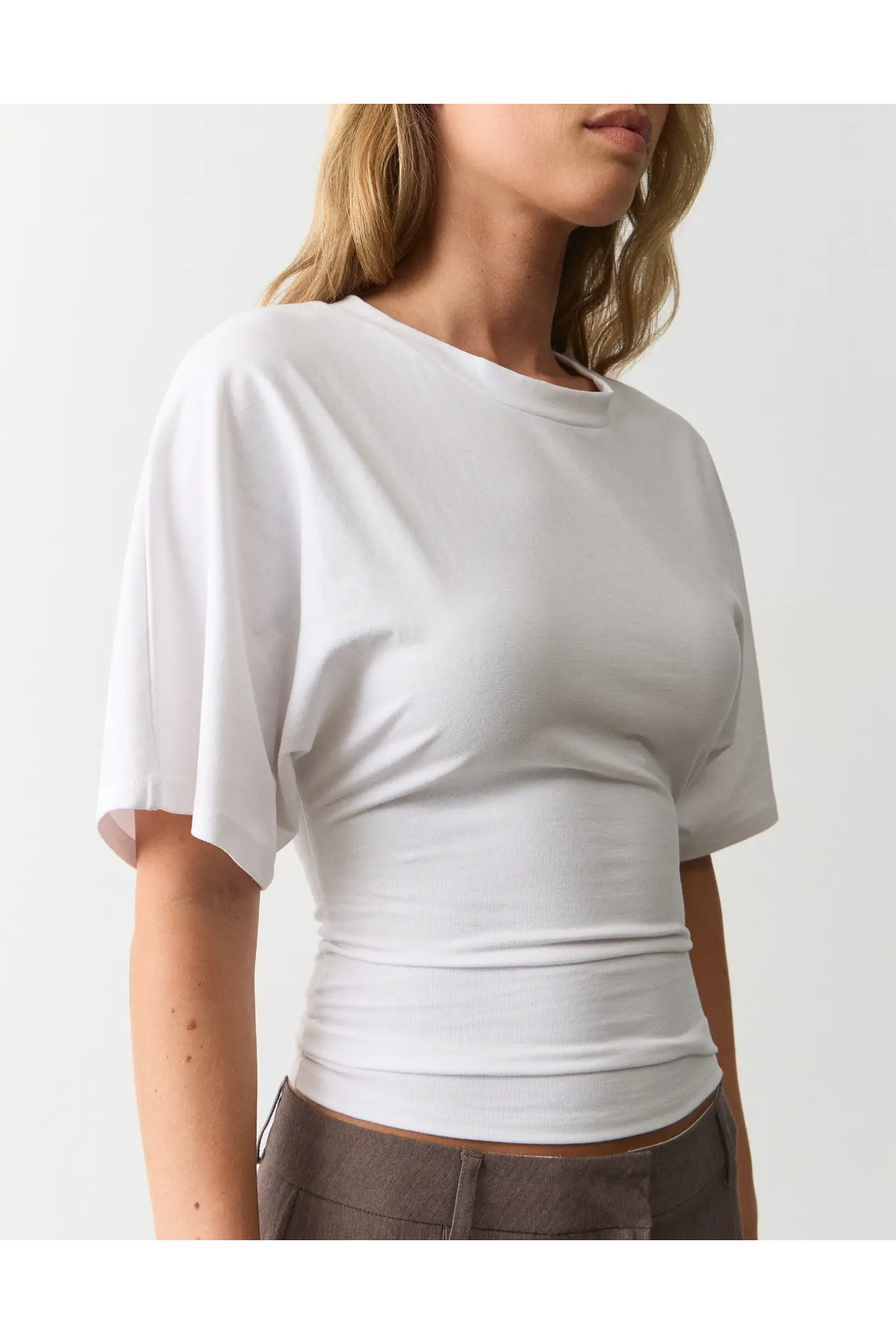 Women's Viscose Drawstring Short Sleeve Blouse