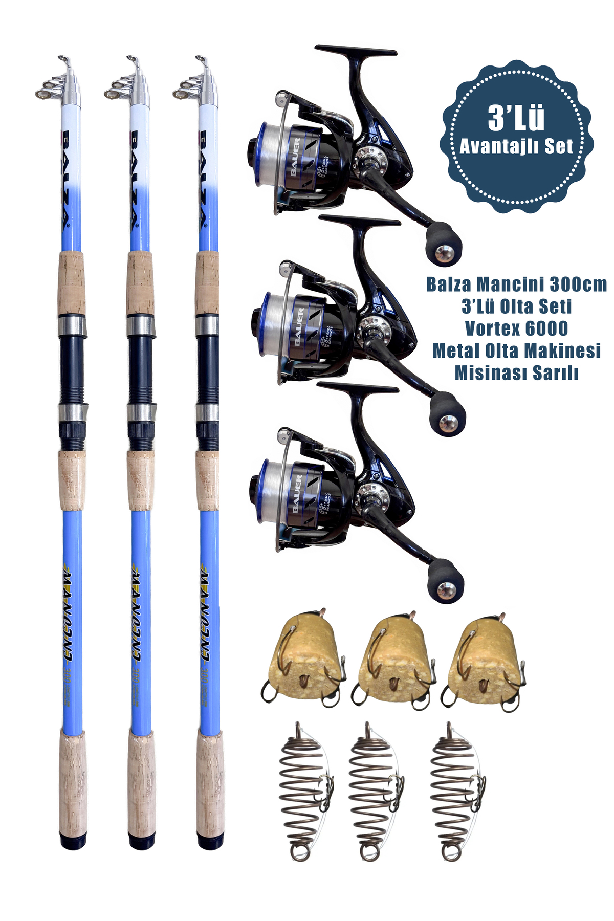 風鎮セット ALASTOR 3^Lü Hazır Olta Seti Sazan Turna Mancini 300cm Teleskopik