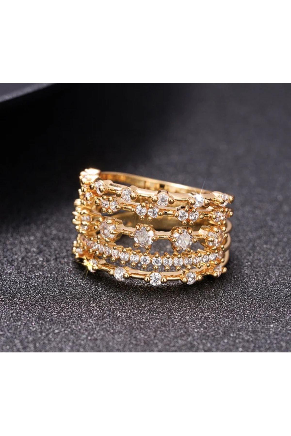 Gold Plated Steel Ring with Zircon Gemstone