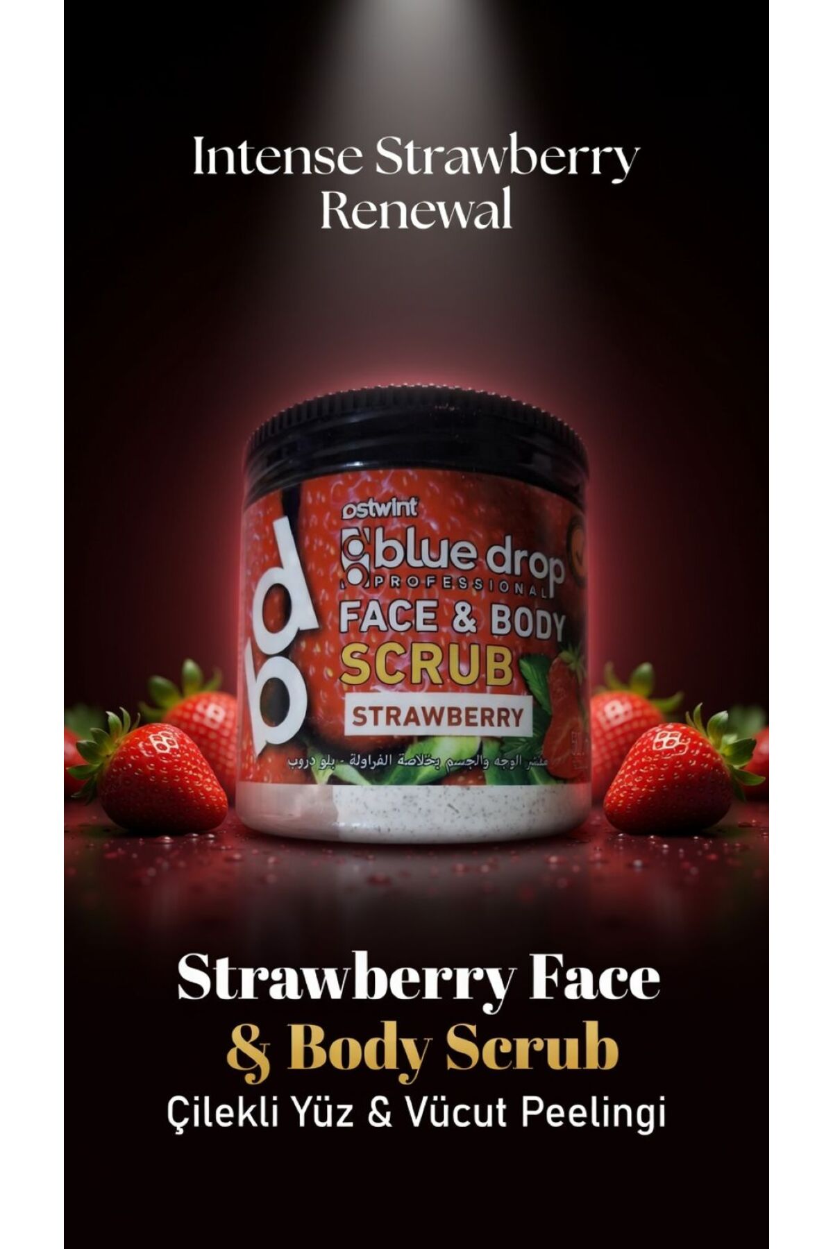 Blue Drop Yüz ve Vücut Peeling Scrub Nemlendirici Bakım Çilek Özlü 500ML — تصویر 6 از 8