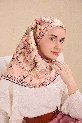 Silk Home Twill İpek Eşarp Büyük Çiçek Tozpembe 90x90