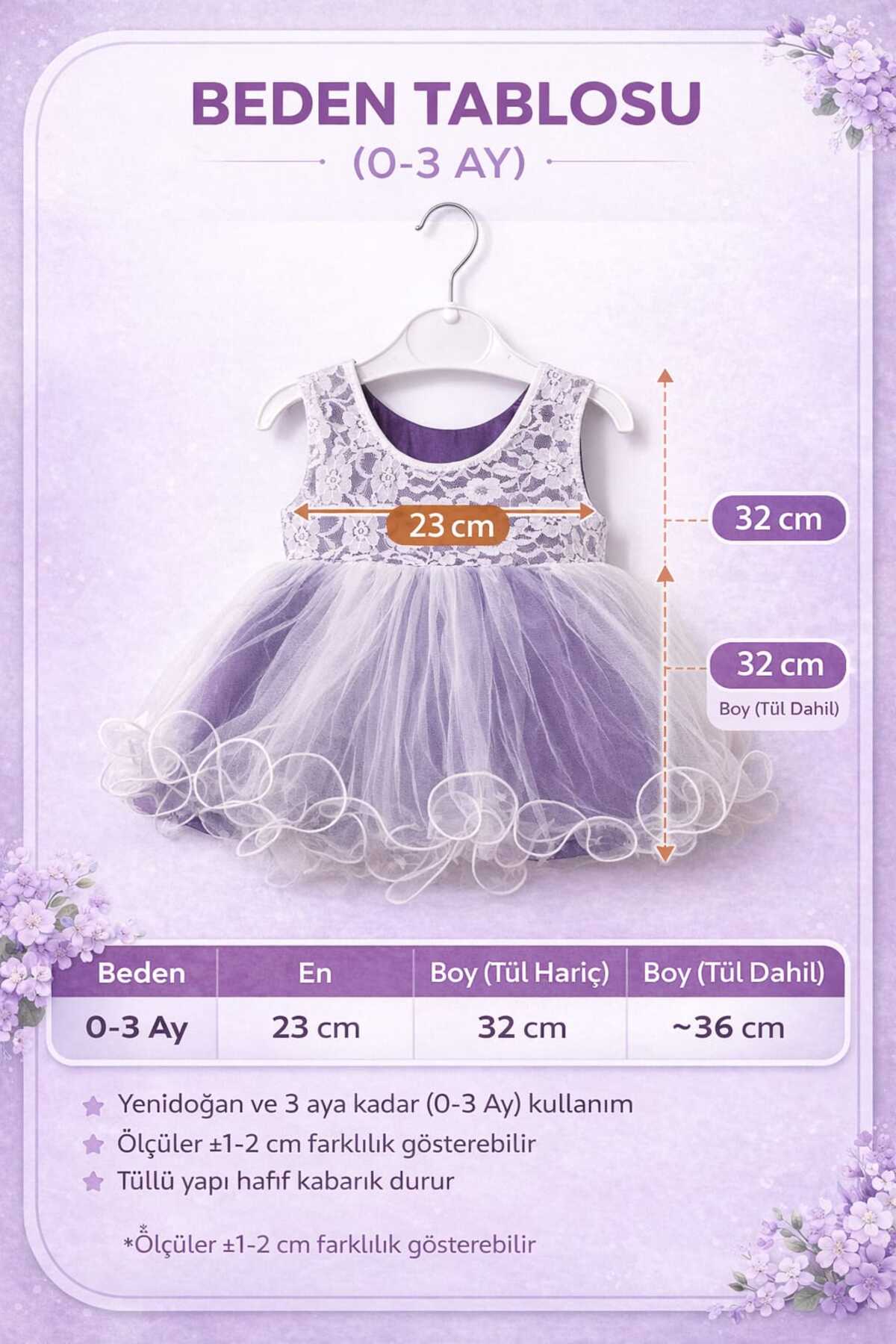 GHAND Kız Bebek Tüllü Dantelli Elbise 0-3 Ay Prenses Model Kabarık Tül Özel Gün Mevlütlük fotoğrafı 4 (önizleme)