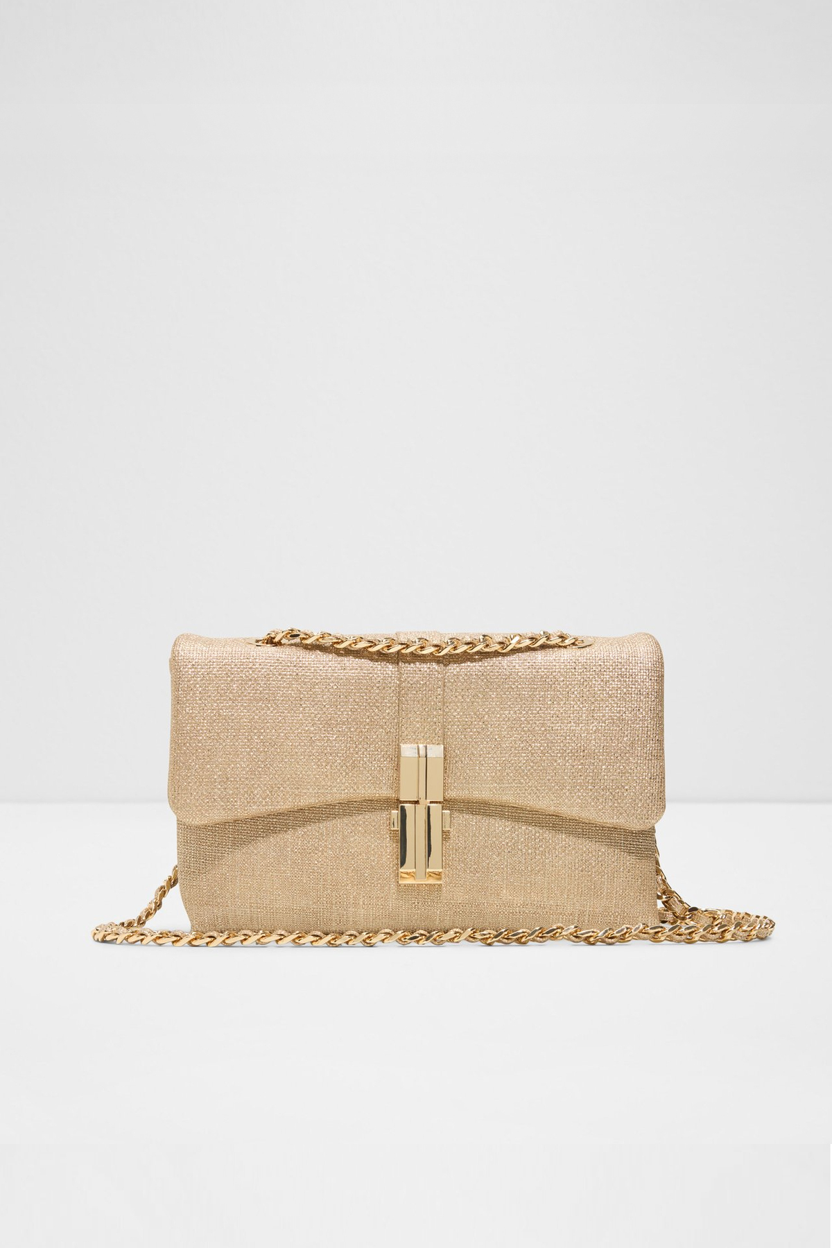 ALICIE-Women's Medium Gold Trifold Crossbody Bag with Chain Shoulder Strap