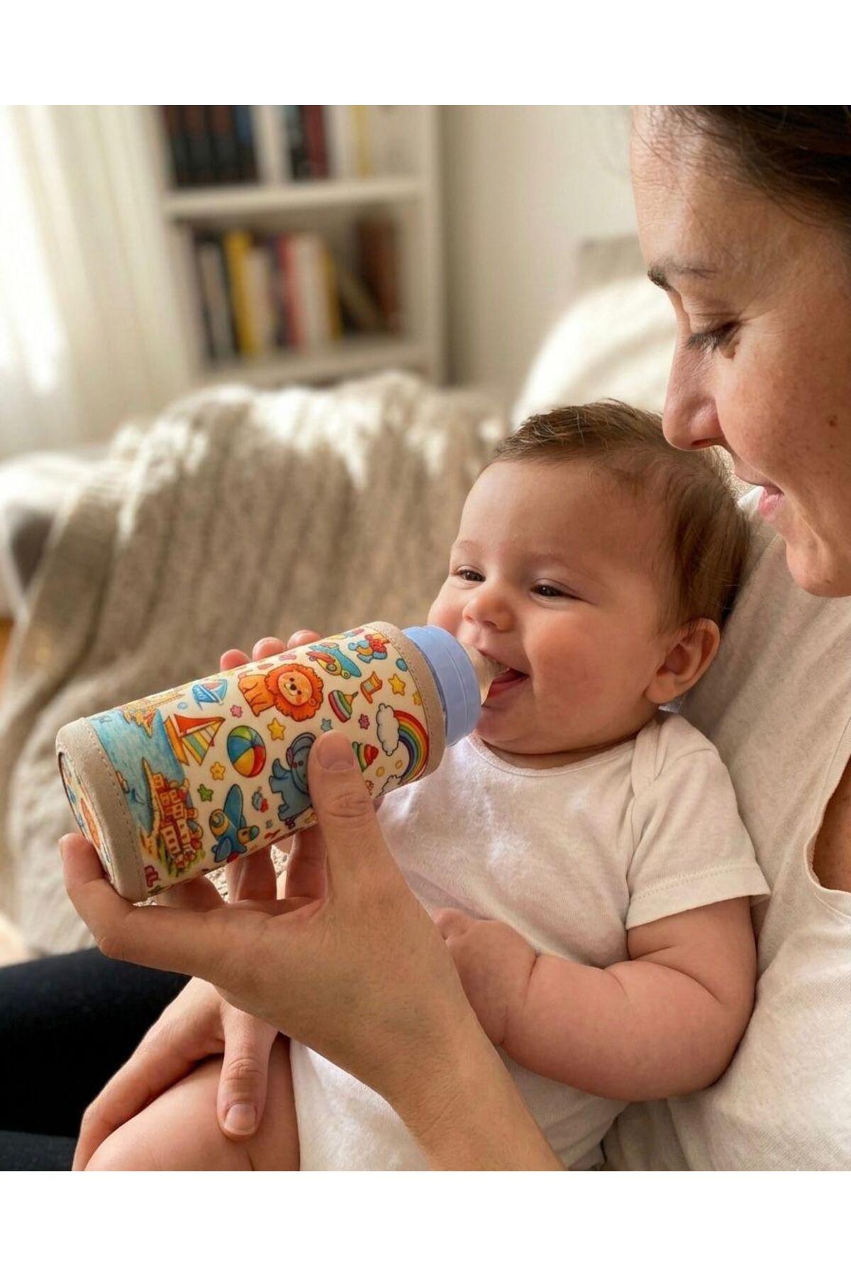 KAMİZ Termal Biberon Kılıfı Bebek Mama Isı Koruyucu Taşıma Kılıfı Desenli
