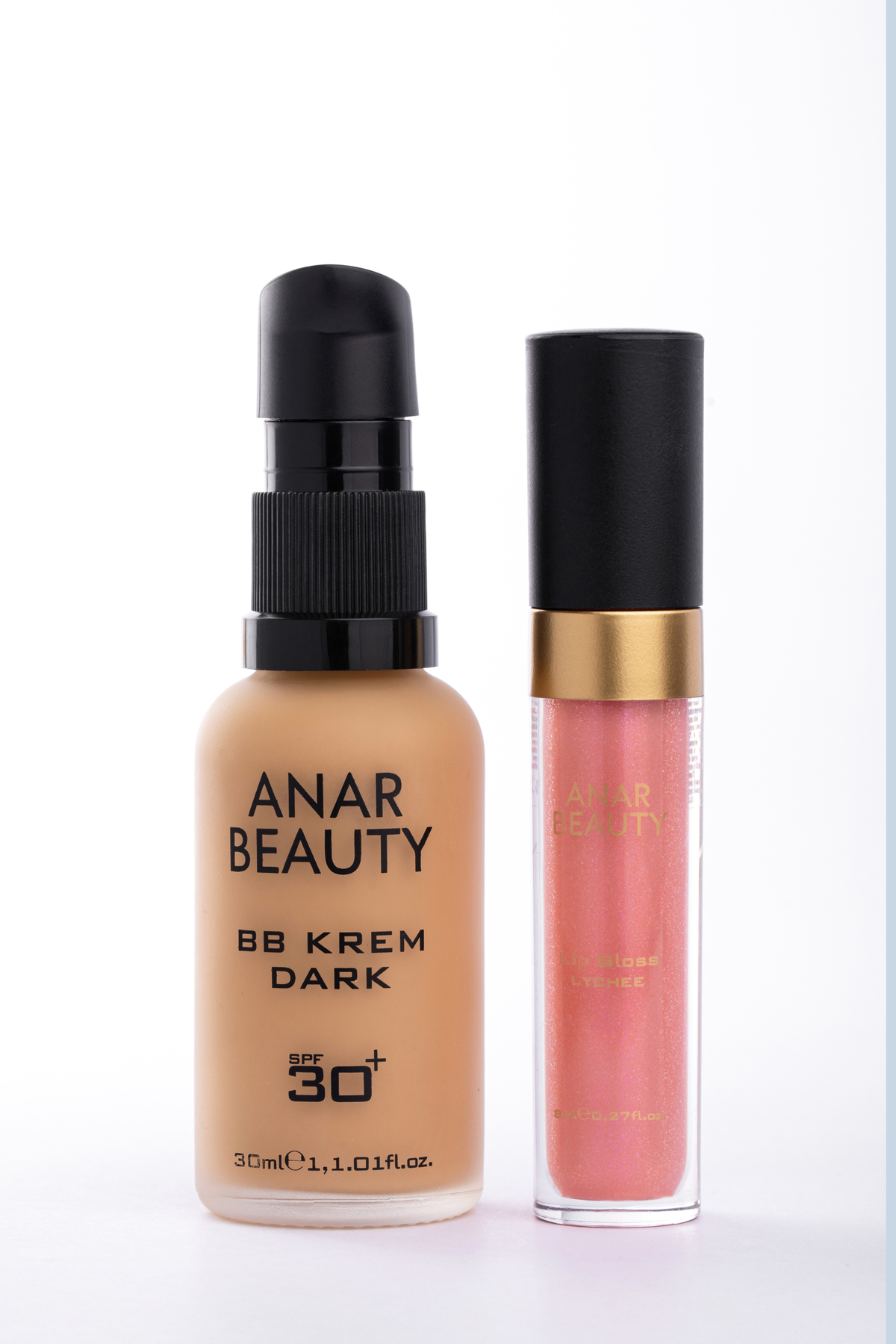 Anar Beauty BB Krem-30ml (Dark) + Dudak Parlatıcısı - Parlatıcı Lip Oil Gloss (Lychee) 2'li SET — ANR0000003ANR0000007