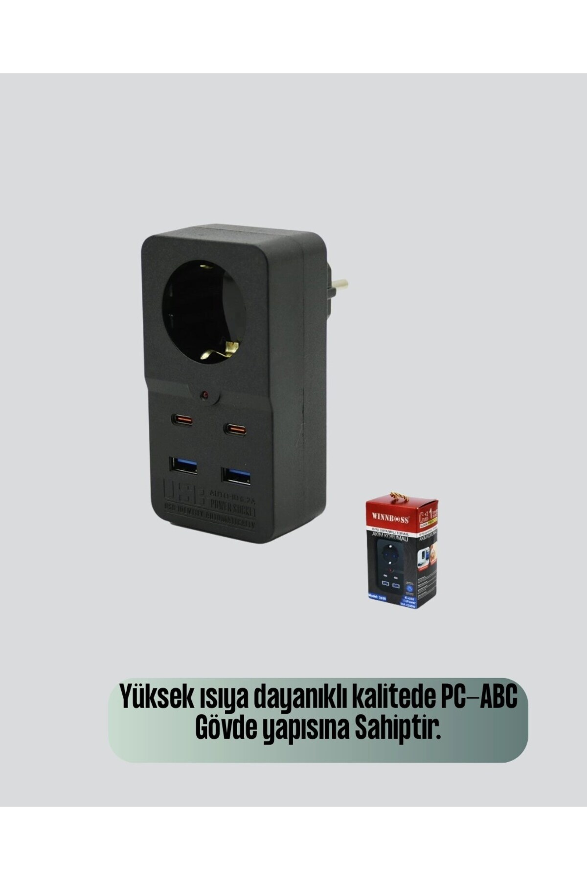 Pazarcan Termal Korumalı Priz Otomatik Çocuk Kilidi 4 Usb Type C fotoğrafı 4 (önizleme)