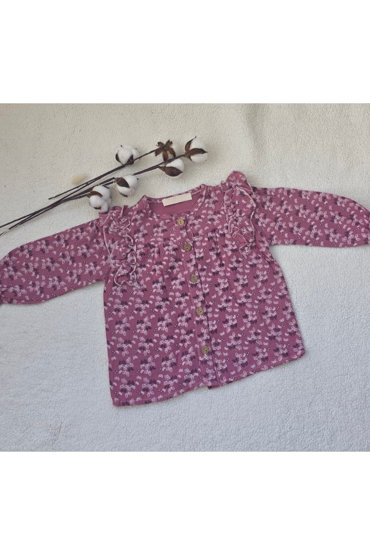 Bilge Trend KIZ BEBEK , ÇOCUK MÜSLİN , FIRFIRLI ÖNDEN DÜĞMELİ 2 PARÇA PAMUKLU PİJAMA TAKIMI fotoğrafı 3 (önizleme)