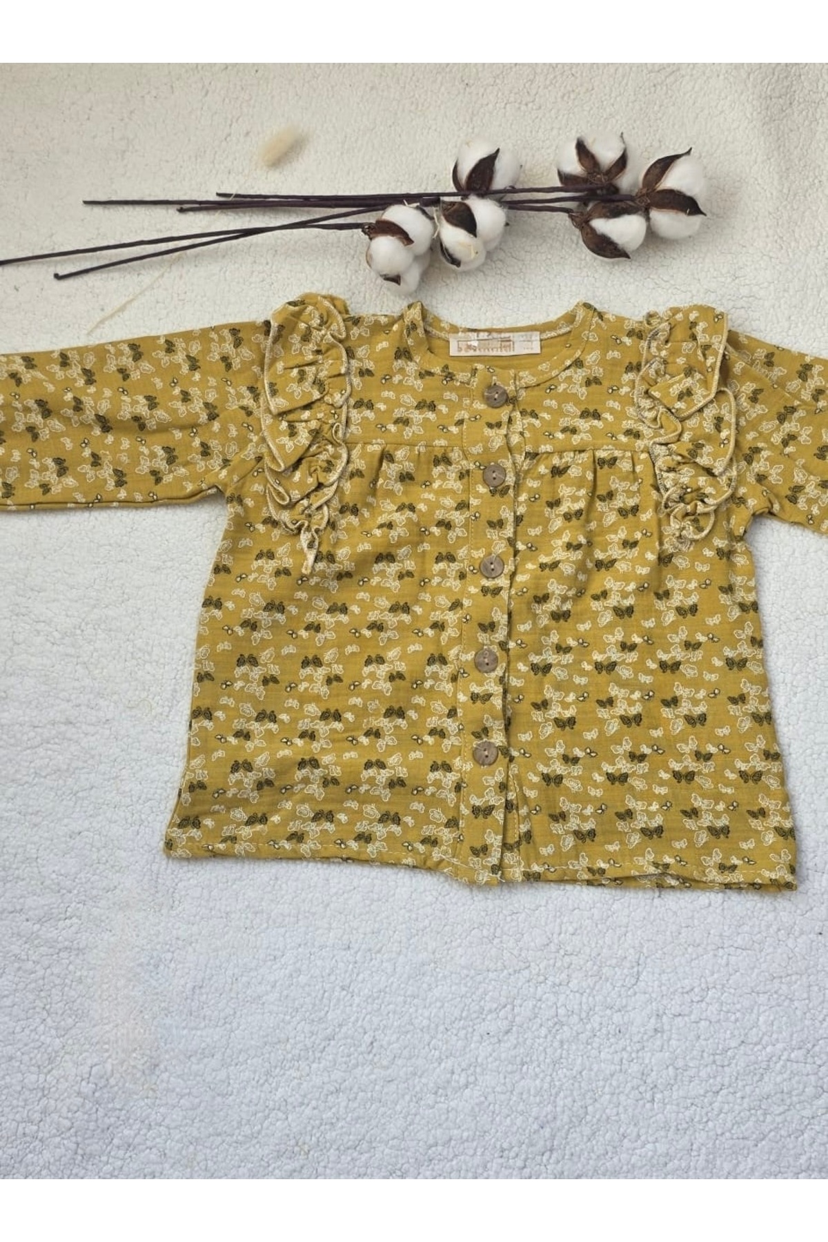 Bilge Trend KIZ BEBEK , ÇOCUK MÜSLİN , FIRFIRLI ÖNDEN DÜĞMELİ 2 PARÇA PAMUKLU PİJAMA TAKIMI fotoğrafı 3 (önizleme)