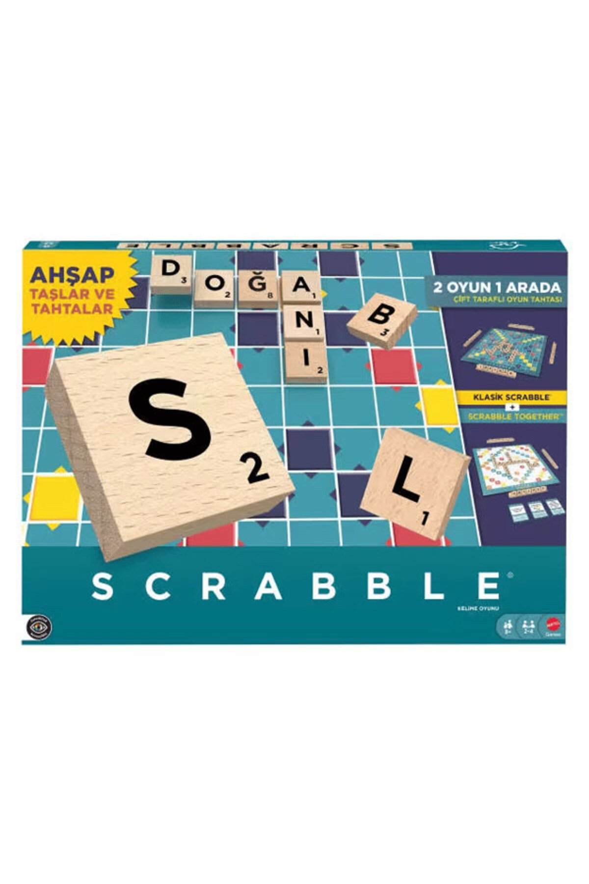 Mattel Scrabble Orijinal Ahşap İkisi Bir Arada Türkçe JLJ64
