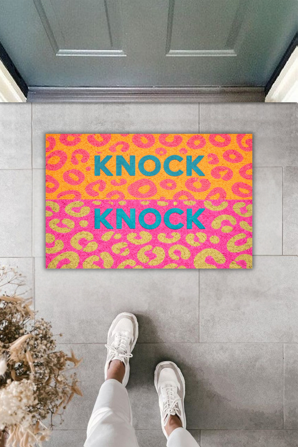 Modern Digital Printing Mat - Leopard Pattern Door Mat with Knock Knock