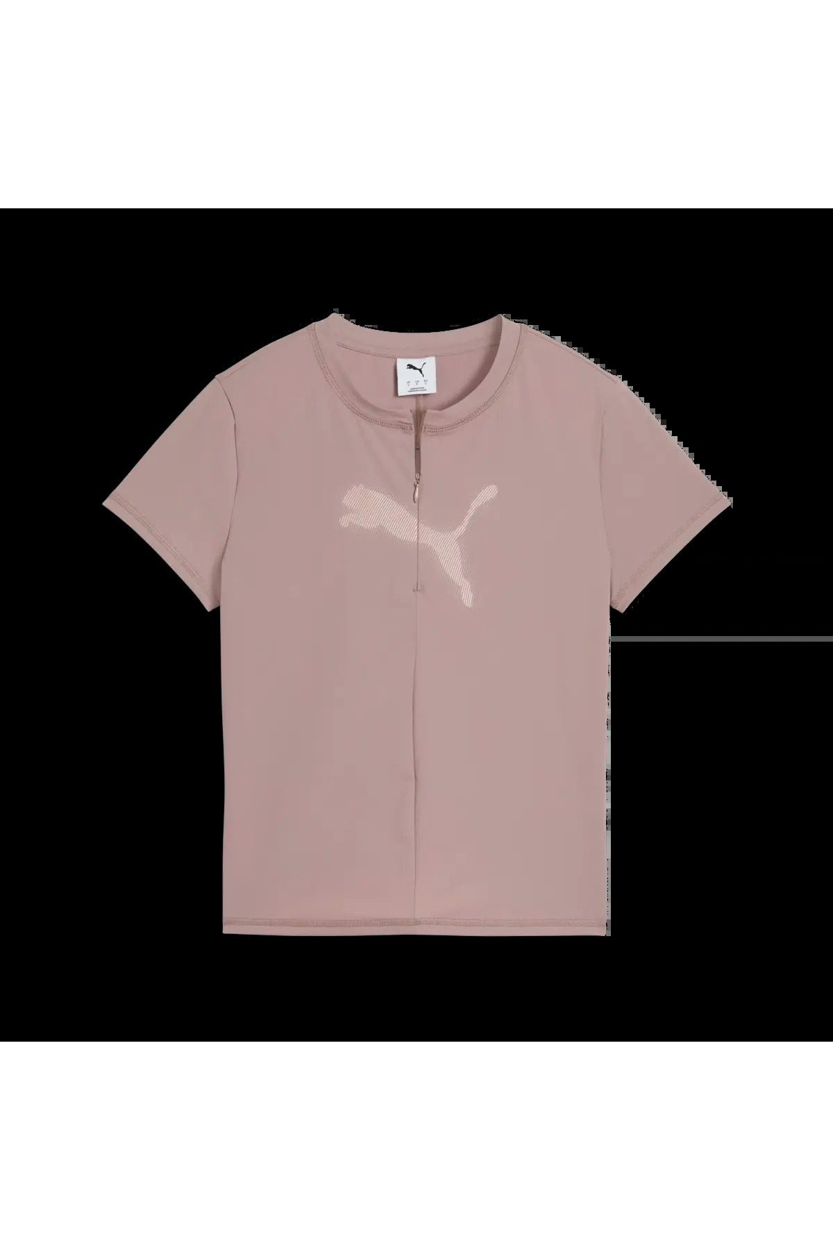Puma DARE TO Slim Graphic Tee Pembe Kadın Fermuar Detaylı Dar Kesim T-Shirt