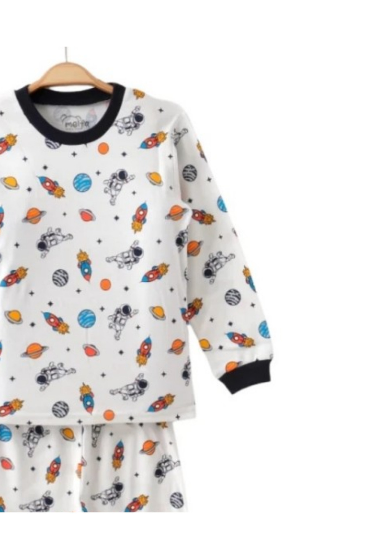 VOY KİDS Erkek Çocuk 6-9 Yaş Astronot Baskılı Bisiklet Yakalı Mevsimlik %100 Pamuk Gecelik Pijama Takımı fotoğrafı 5 (önizleme)