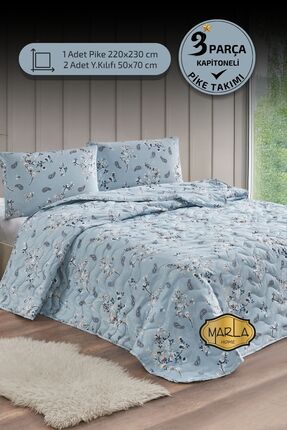 MARLA HOME Çift Kişilik Pike Takımı | Battal Boy | 220x230 cm | Çok Amaçlı Ya...