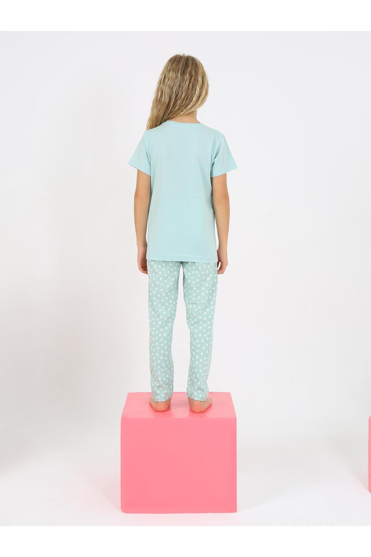 vitmo Kız Çocuk Kısa Kollu %100 Pamuklu Pijama Takımı Sunshine fotoğrafı 3 (önizleme)