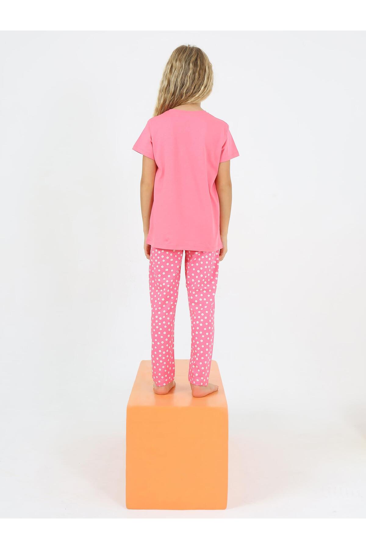 vitmo Kız Çocuk Kısa Kollu %100 Pamuklu Pijama Takımı Sunshine fotoğrafı 3 (önizleme)