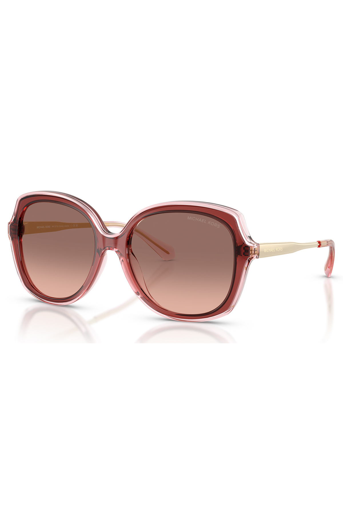 Michael Kors Women\'s reddish Brown Gradient Oversized Sunglasses and case Michael Kors MK1067B Corsica gold , pink , red , rose gold  main image 3