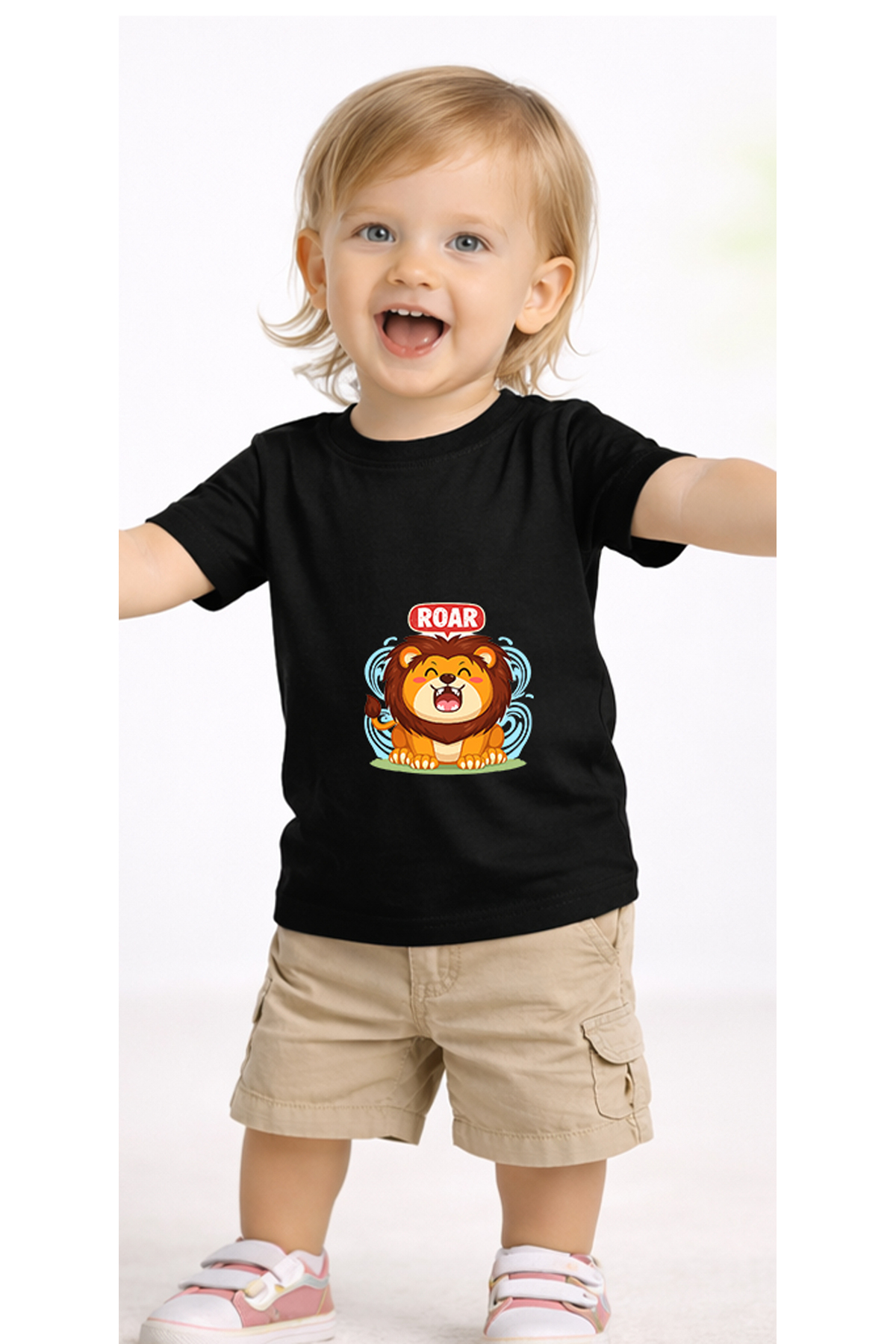 petite pati Siyah Roaringlion Bebek Tişört %100 Pamuk Penye Çocuk Tshirt Baskılı fotoğrafı 2 (önizleme)
