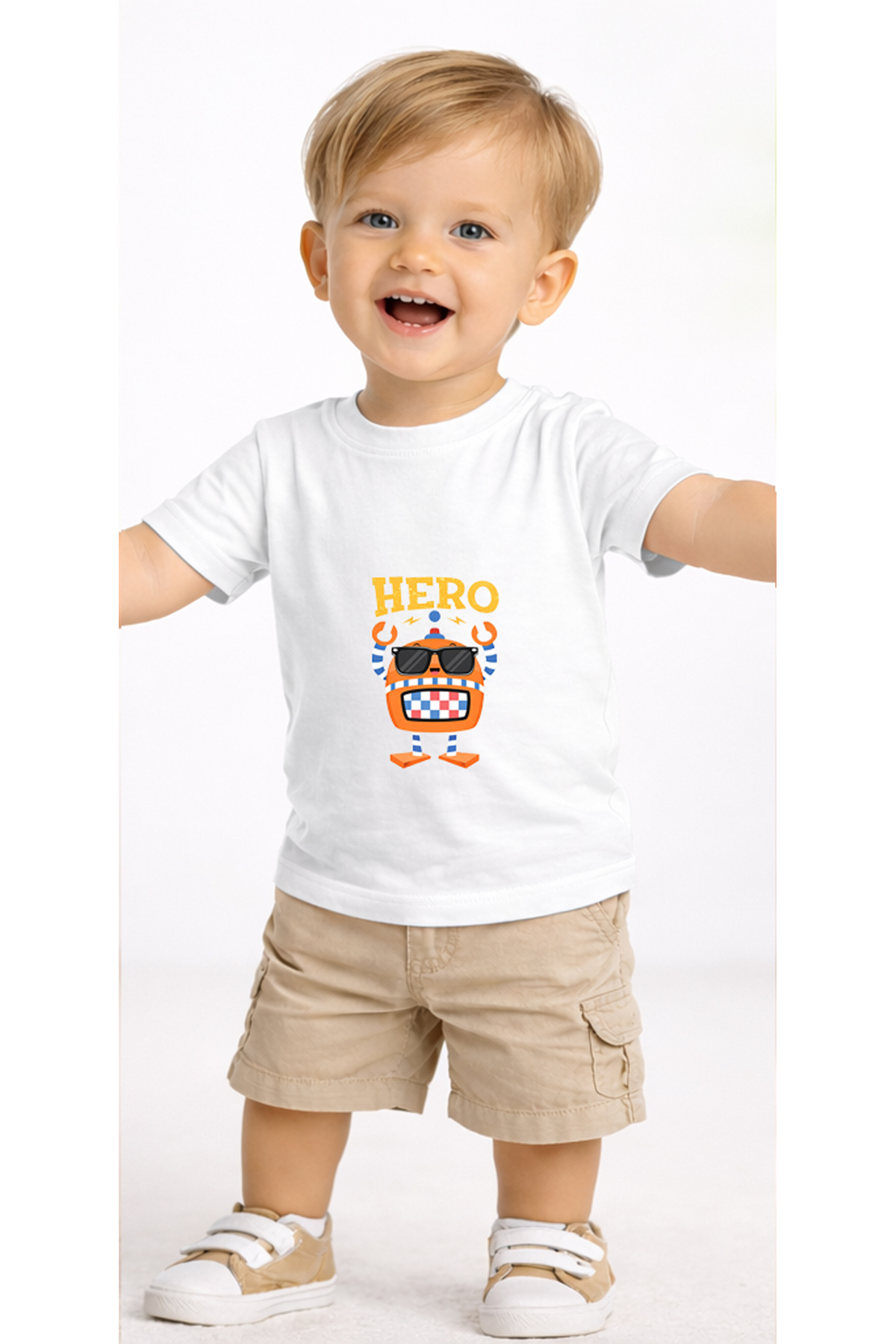 petite pati Beyaz Herorobot Bebek Tişört %100 Pamuk Penye Çocuk Tshirt Baskılı fotoğrafı 2 (önizleme)