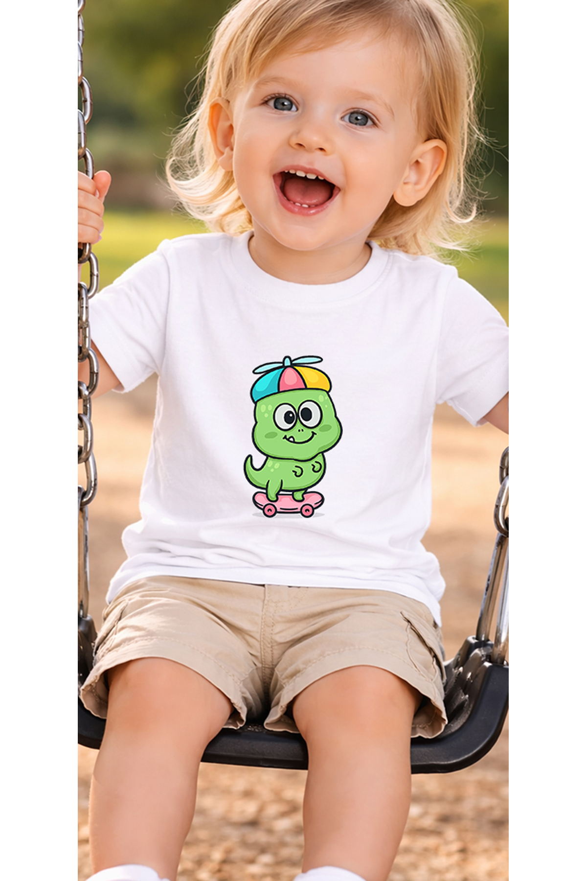 petite pati Beyaz Skatecute Bebek Tişört %100 Pamuk Penye Çocuk Tshirt Baskılı fotoğrafı 3 (önizleme)