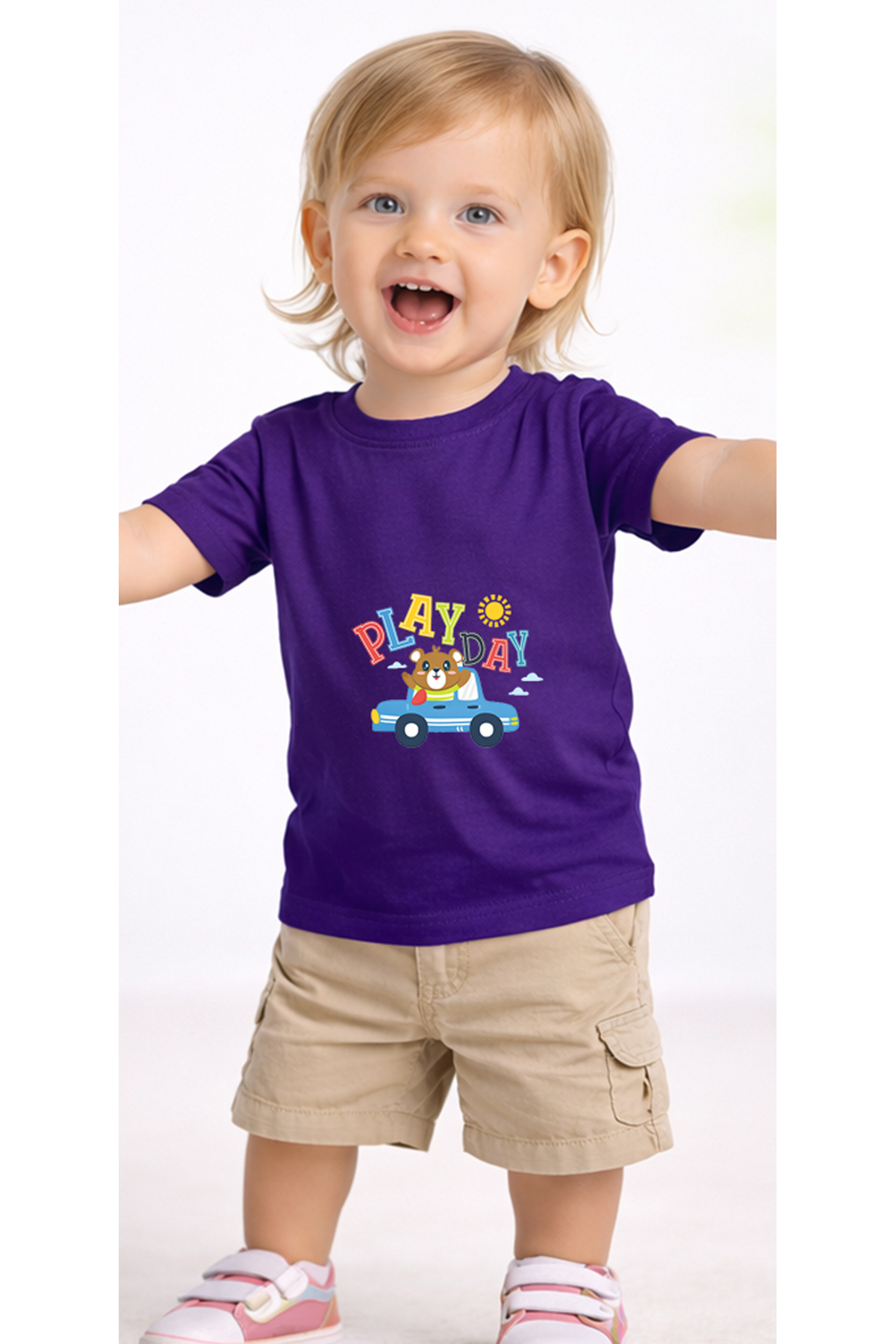 petite pati Mor Playbear Bebek Tişört %100 Pamuk Penye Çocuk Tshirt Baskılı fotoğrafı 2 (önizleme)