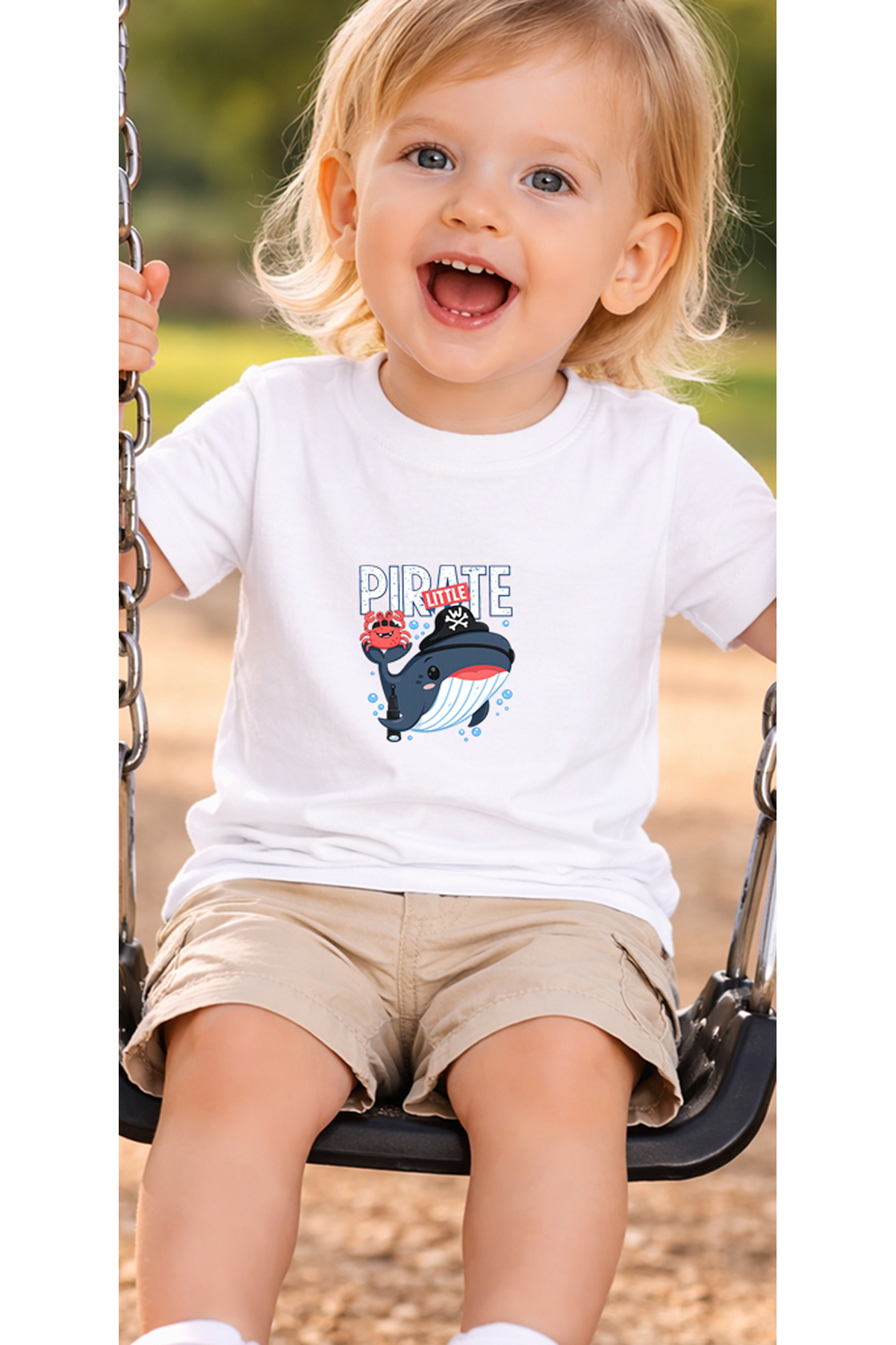 petite pati Beyaz Whalecrab Bebek Tişört %100 Pamuk Penye Çocuk Tshirt Baskılı fotoğrafı 3 (önizleme)