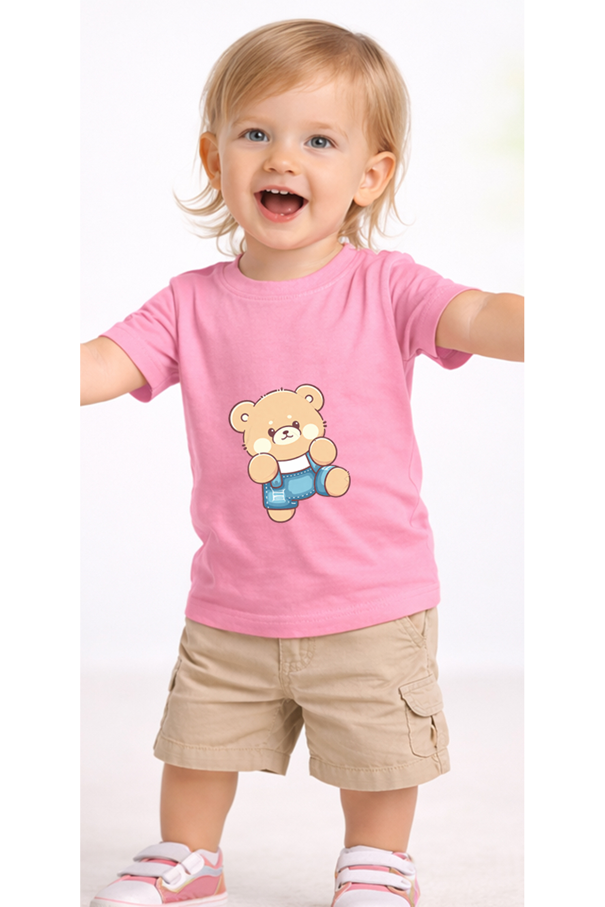 petite pati Pembe Bearjeans Bebek Tişört %100 Pamuk Penye Çocuk Tshirt Baskılı fotoğrafı 2 (önizleme)