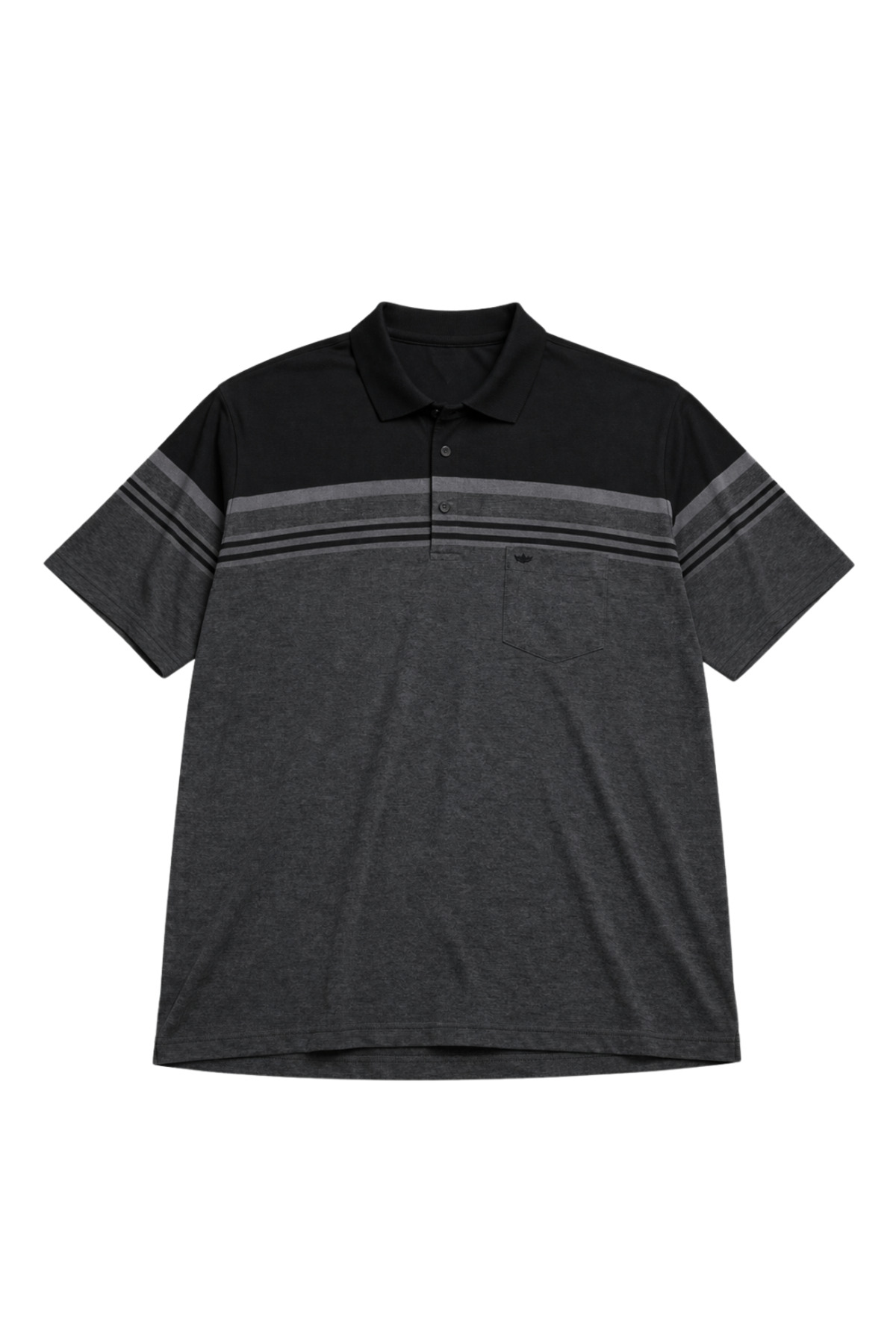 BattalModa Erkek Büyük Beden Melanj Siyah Polo Yaka Kısa Kollu Block Tişört 5XL-6XL-7XL-8XL görsel 4