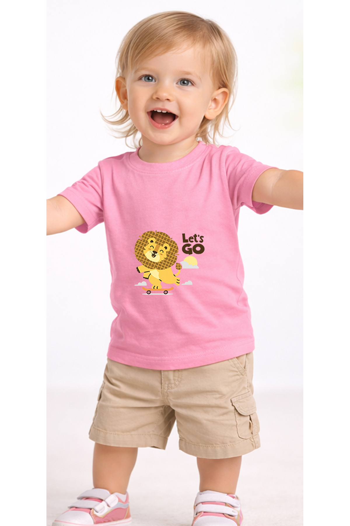petite pati Pembe Skatelion Bebek Tişört %100 Pamuk Penye Çocuk Tshirt Baskılı fotoğrafı 2 (önizleme)