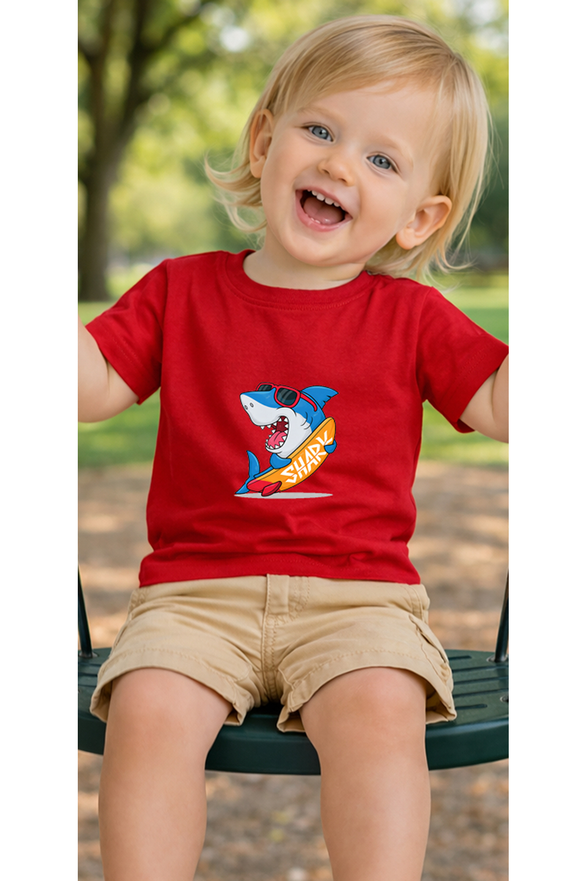 petite pati Kırmızı Surfshark Bebek Tişört %100 Pamuk Penye Çocuk Tshirt Baskılı fotoğrafı 3 (önizleme)