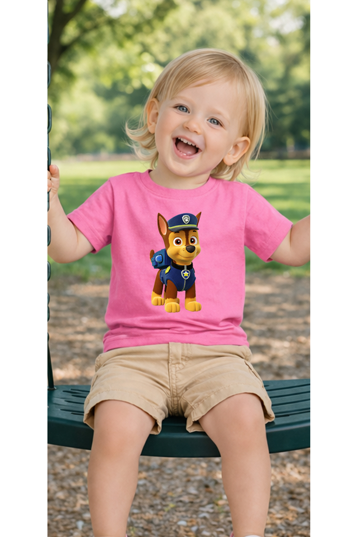 petite pati Pembe Pawpatrolpolis Bebek Tişört %100 Pamuk Penye Çocuk Tshirt Baskılı fotoğrafı 3 (önizleme)