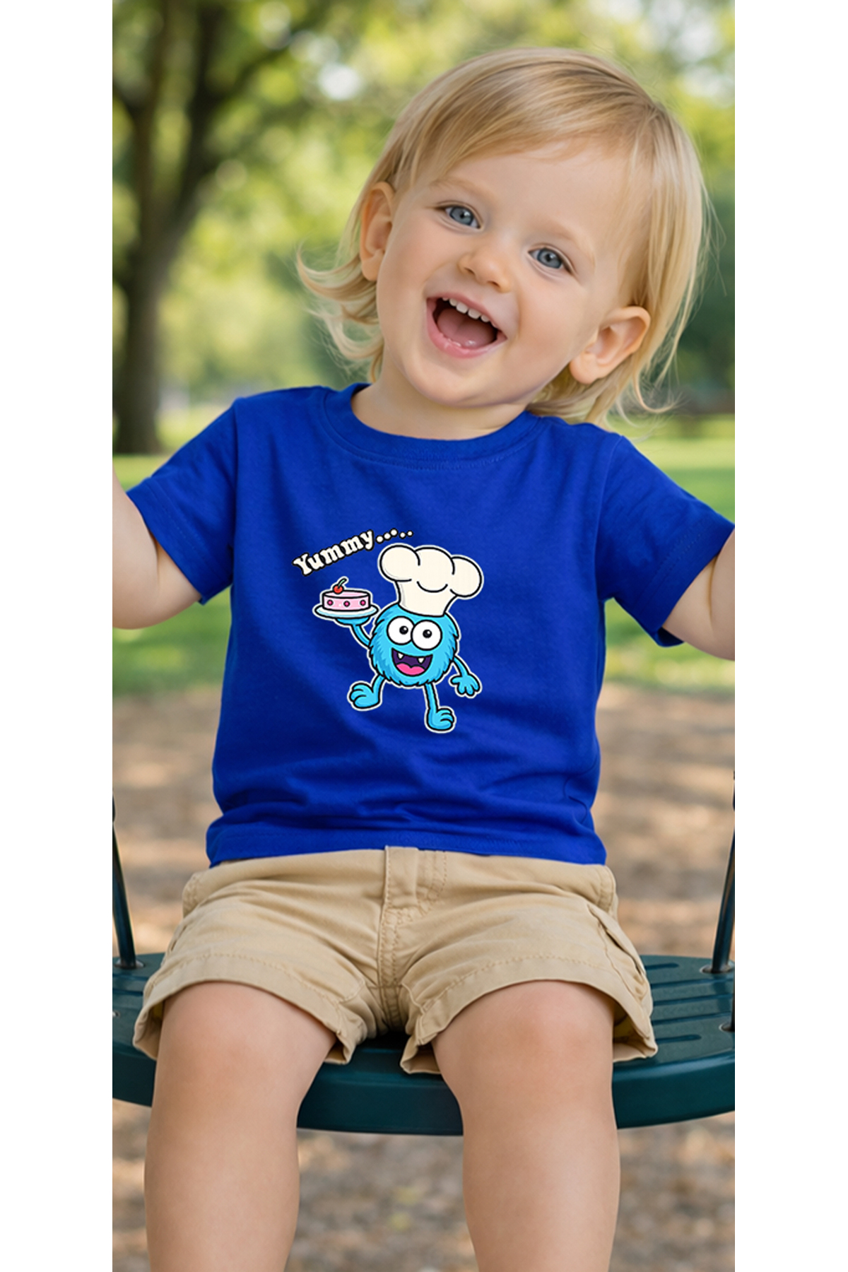 petite pati Mavi Bluemons Bebek Tişört %100 Pamuk Penye Çocuk Tshirt Baskılı fotoğrafı 3 (önizleme)