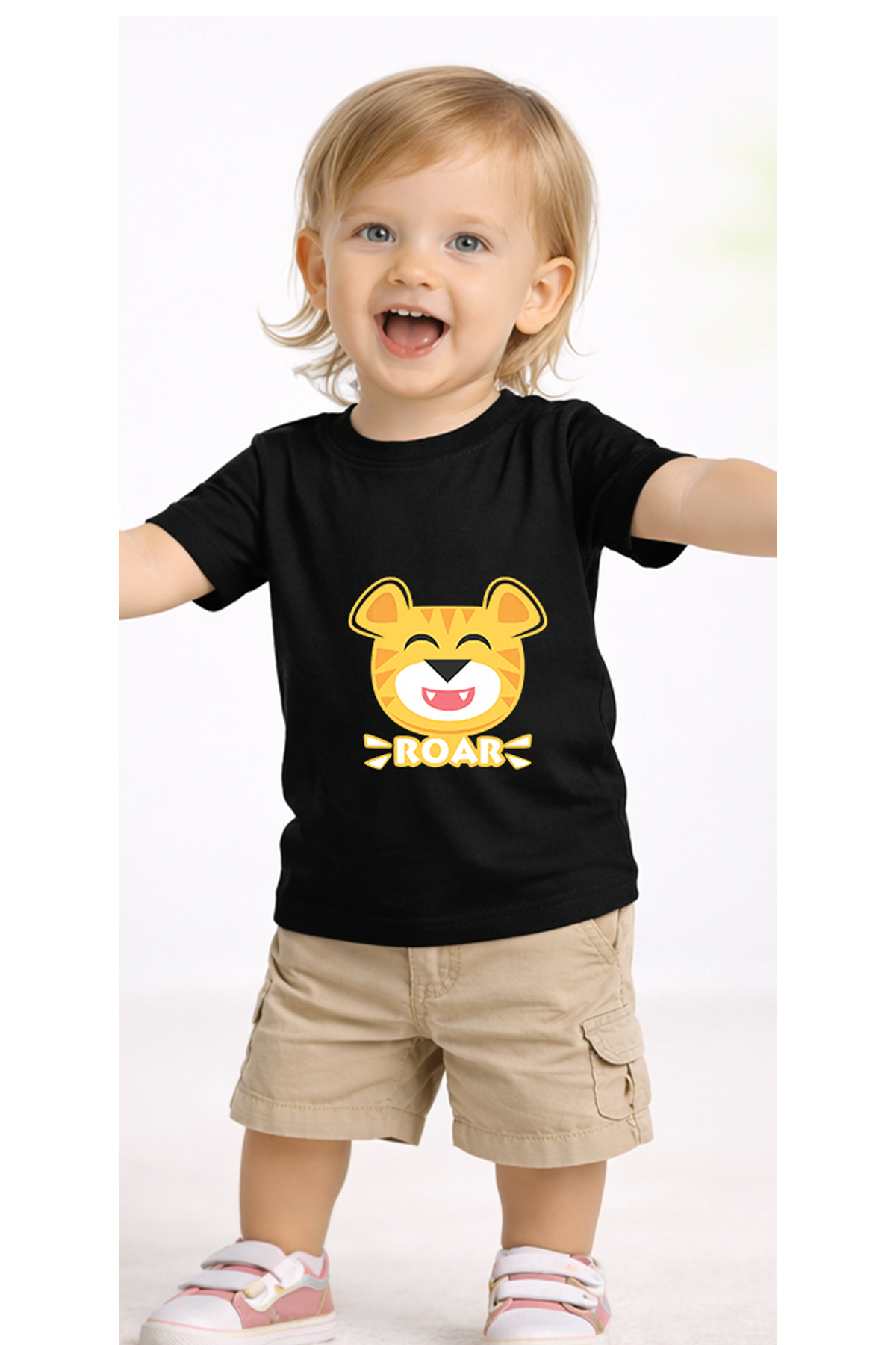 petite pati Siyah Roarlion Bebek Tişört %100 Pamuk Penye Çocuk Tshirt Baskılı fotoğrafı 2 (önizleme)