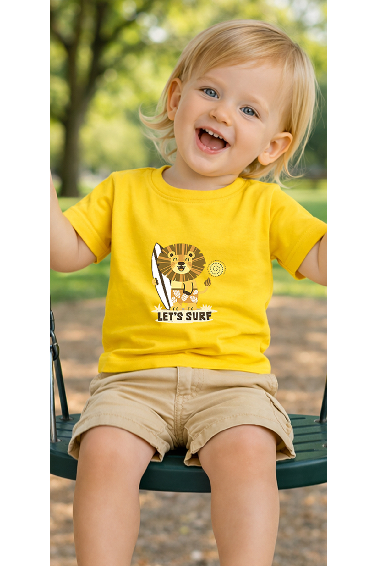 petite pati Sarı Letssurf Bebek Tişört %100 Pamuk Penye Çocuk Tshirt Baskılı fotoğrafı 3 (önizleme)