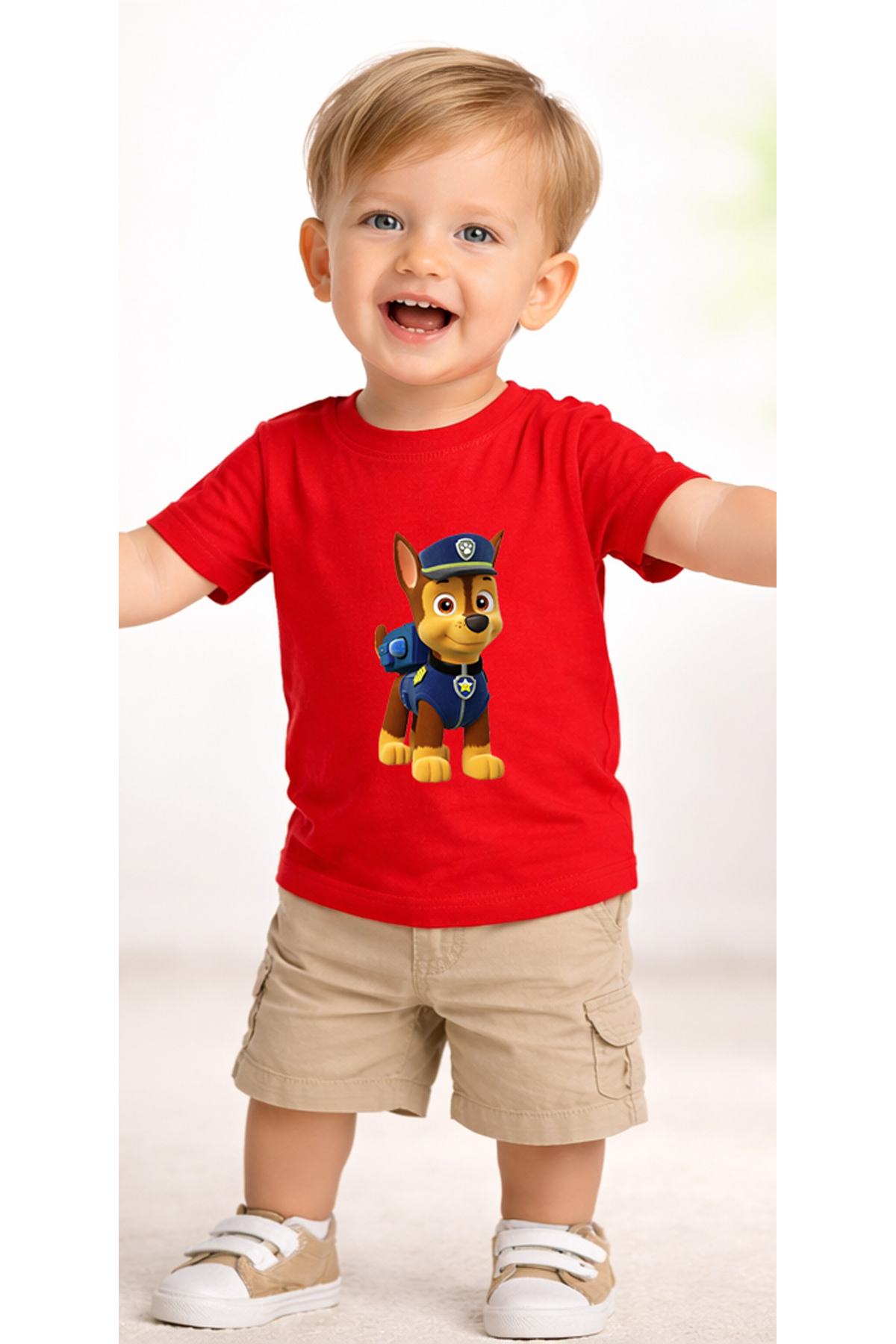petite pati Kırmızı Pawpatpolis Bebek Tişört %100 Pamuk Penye Çocuk Tshirt Baskılı fotoğrafı 2 (önizleme)