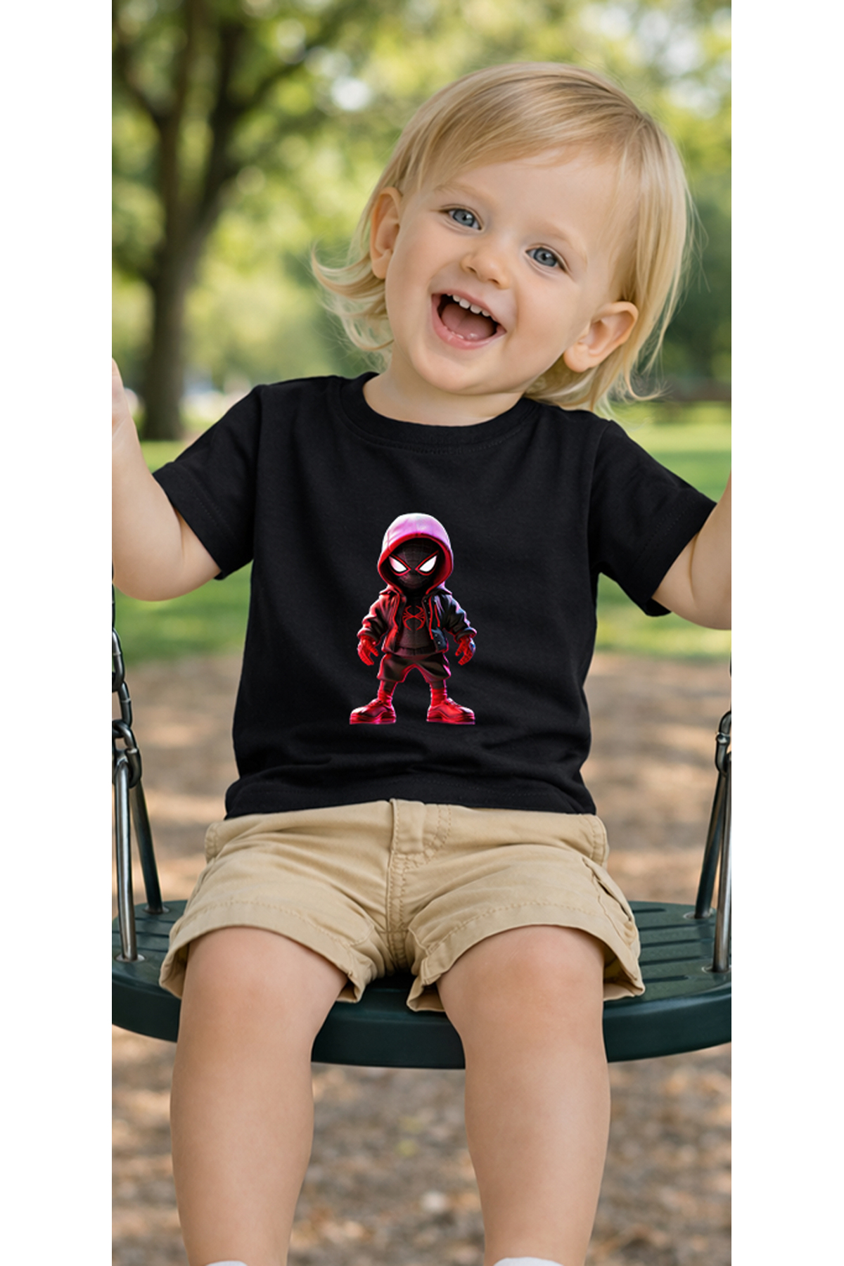 petite pati Siyah Smallspider Bebek Tişört %100 Pamuk Penye Çocuk Tshirt Baskılı fotoğrafı 3 (önizleme)