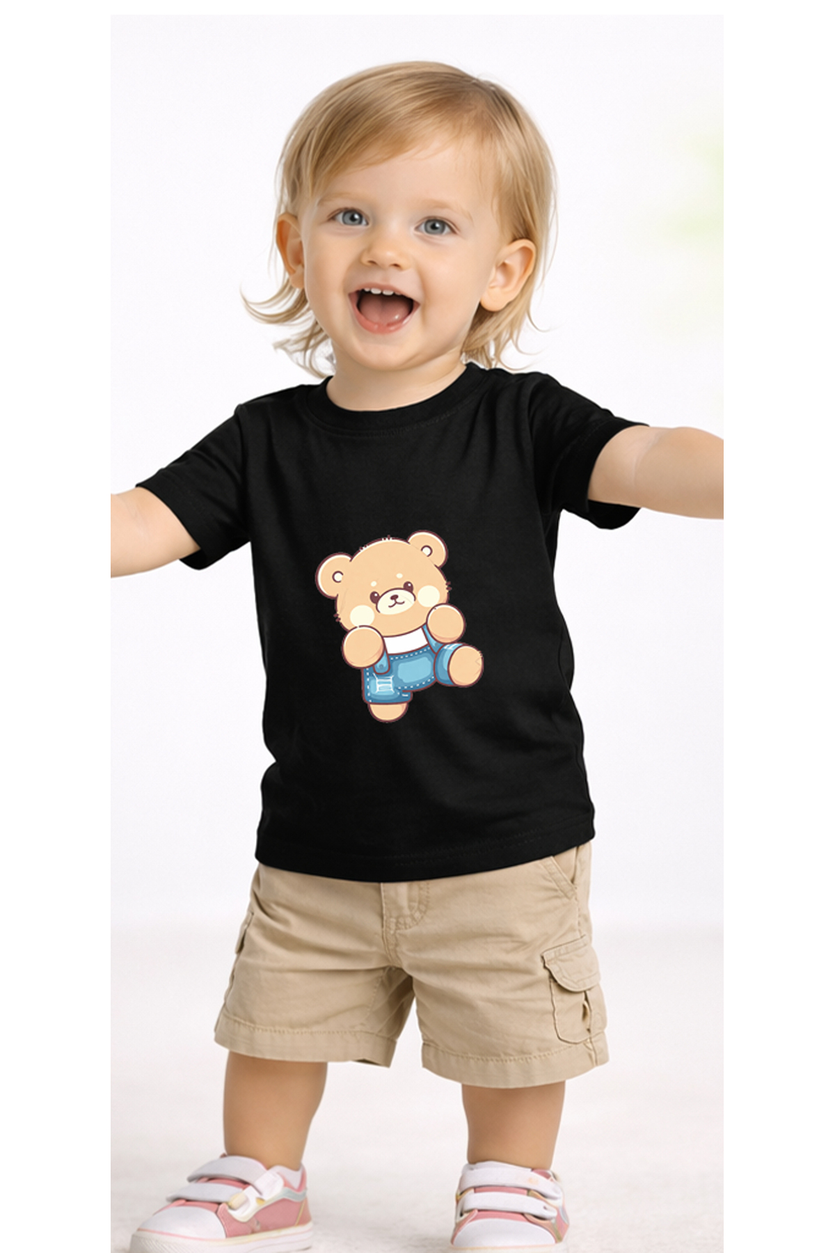 petite pati Siyah Bearjeans Bebek Tişört %100 Pamuk Penye Çocuk Tshirt Baskılı fotoğrafı 2 (önizleme)