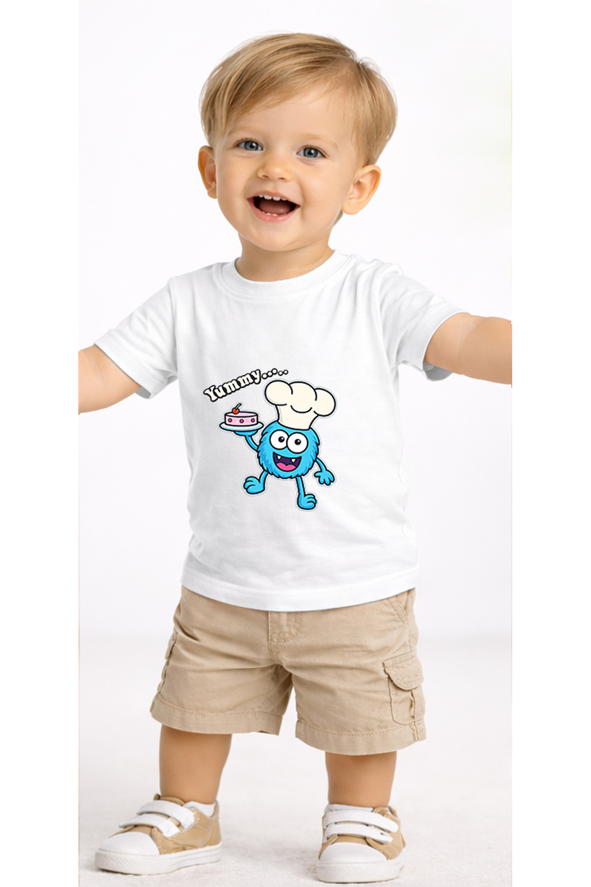 petite pati Beyaz Bluemons Bebek Tişört %100 Pamuk Penye Çocuk Tshirt Baskılı fotoğrafı 2 (önizleme)