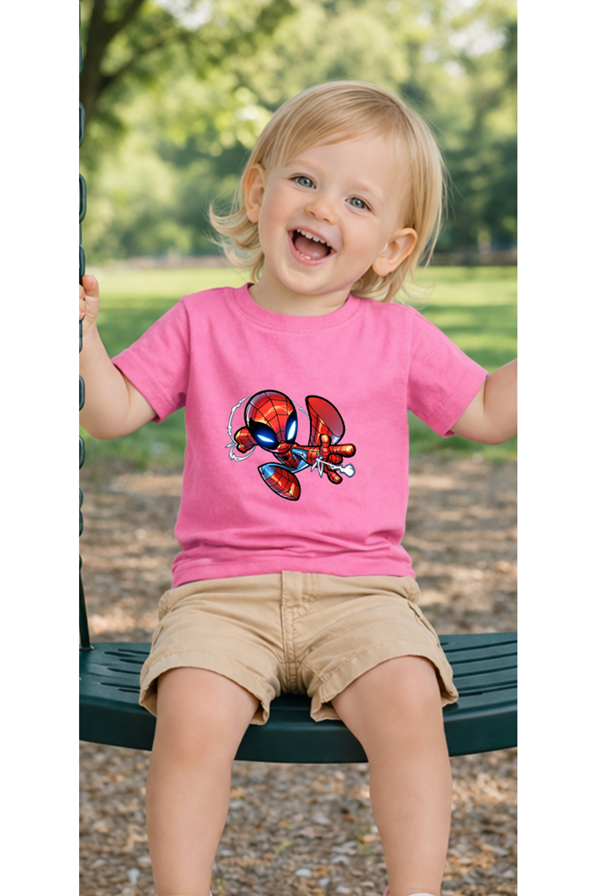 petite pati Pembe Smallspider2 Bebek Tişört %100 Pamuk Penye Çocuk Tshirt Baskılı fotoğrafı 3 (önizleme)