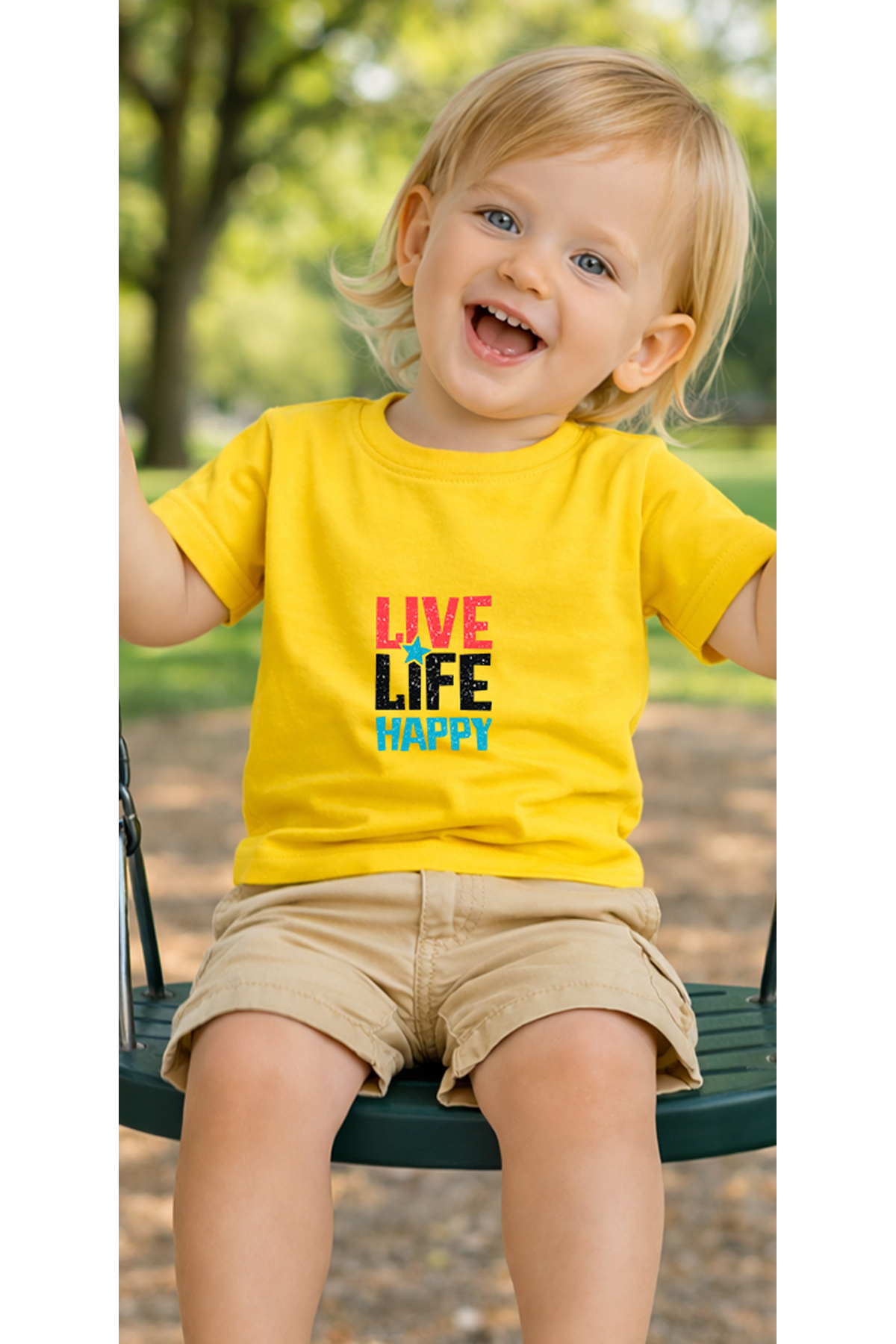 petite pati Sarı Livelifehappy Bebek Tişört %100 Pamuk Penye Çocuk Tshirt Baskılı fotoğrafı 3 (önizleme)