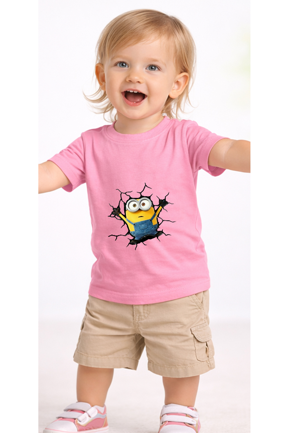 petite pati Pembe Minionwall Bebek Tişört %100 Pamuk Penye Çocuk Tshirt Baskılı fotoğrafı 2 (önizleme)