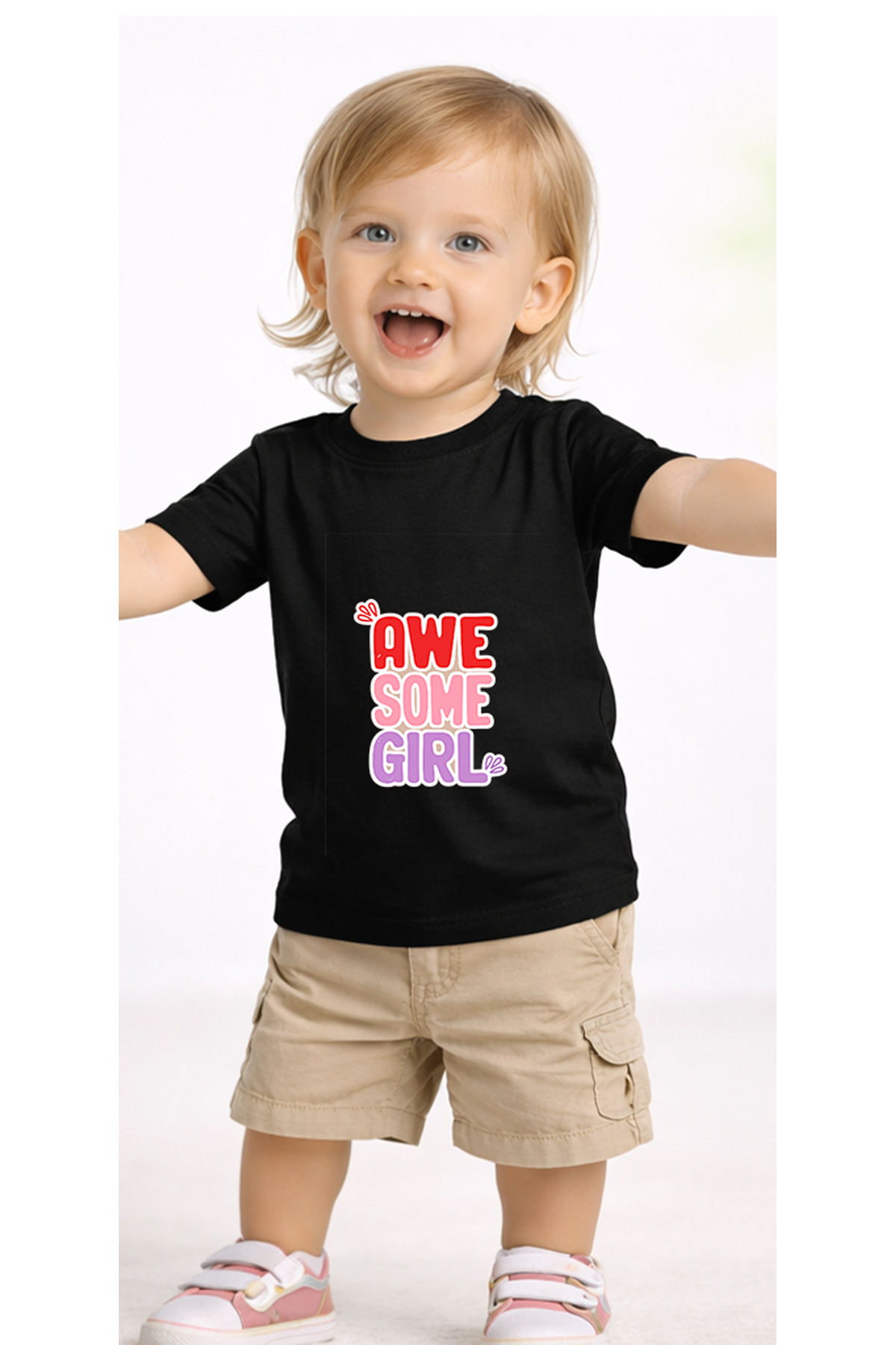 petite pati Siyah Awsomegirl Bebek Tişört %100 Pamuk Penye Çocuk Tshirt Baskılı fotoğrafı 2 (önizleme)