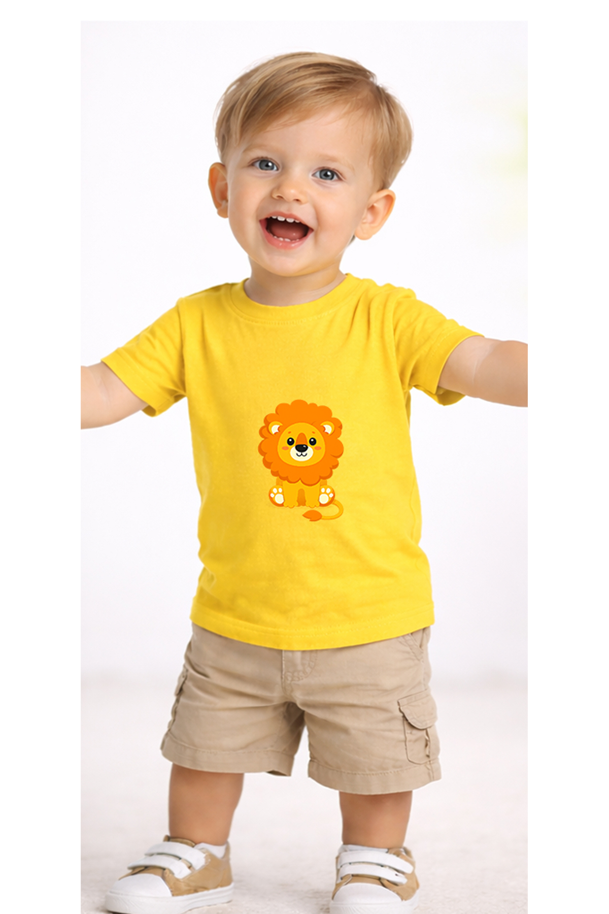petite pati Sarı Sittinglion Bebek Tişört %100 Pamuk Penye Çocuk Tshirt Baskılı fotoğrafı 2 (önizleme)