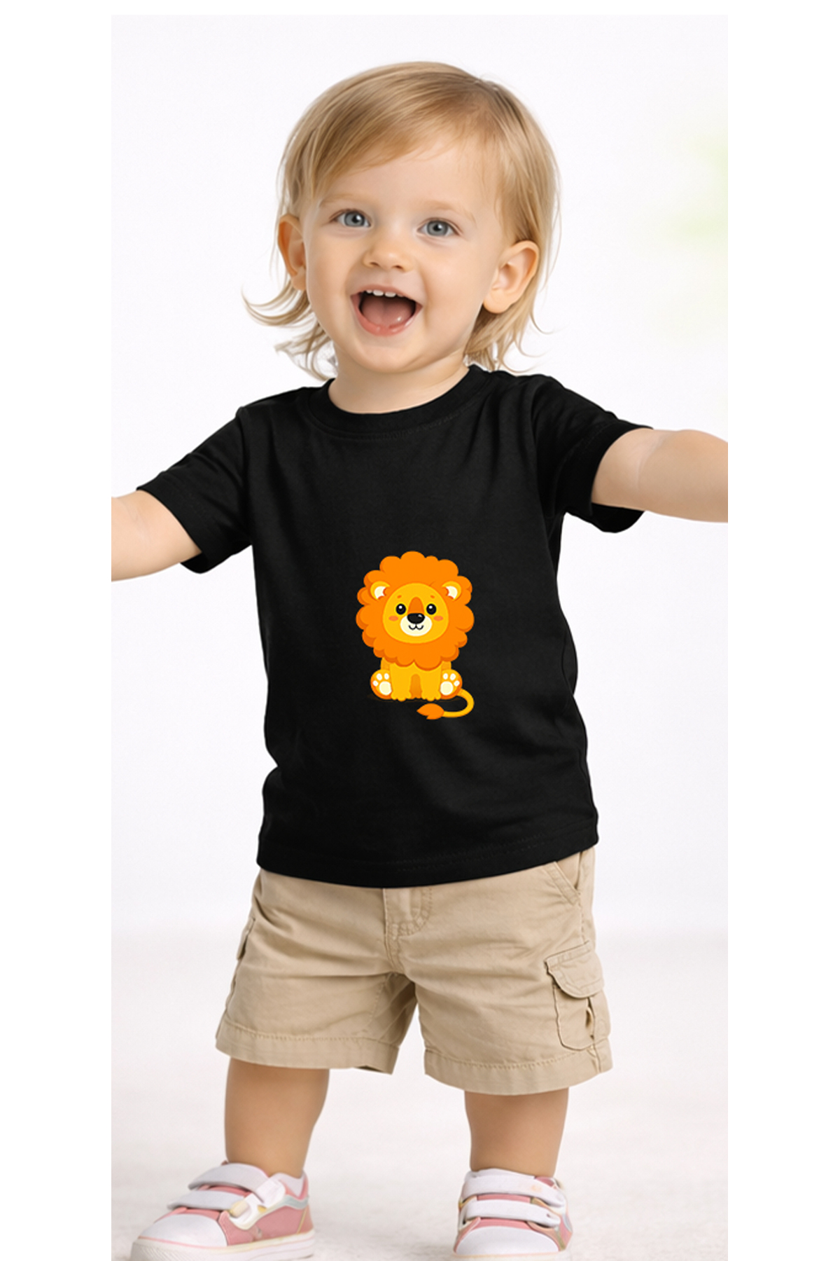 petite pati Siyah Sittinglion Bebek Tişört %100 Pamuk Penye Çocuk Tshirt Baskılı fotoğrafı 2 (önizleme)