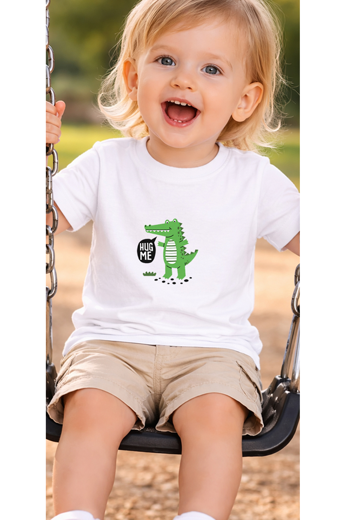 petite pati Beyaz Hugtimsah Bebek Tişört %100 Pamuk Penye Çocuk Tshirt Baskılı fotoğrafı 3 (önizleme)